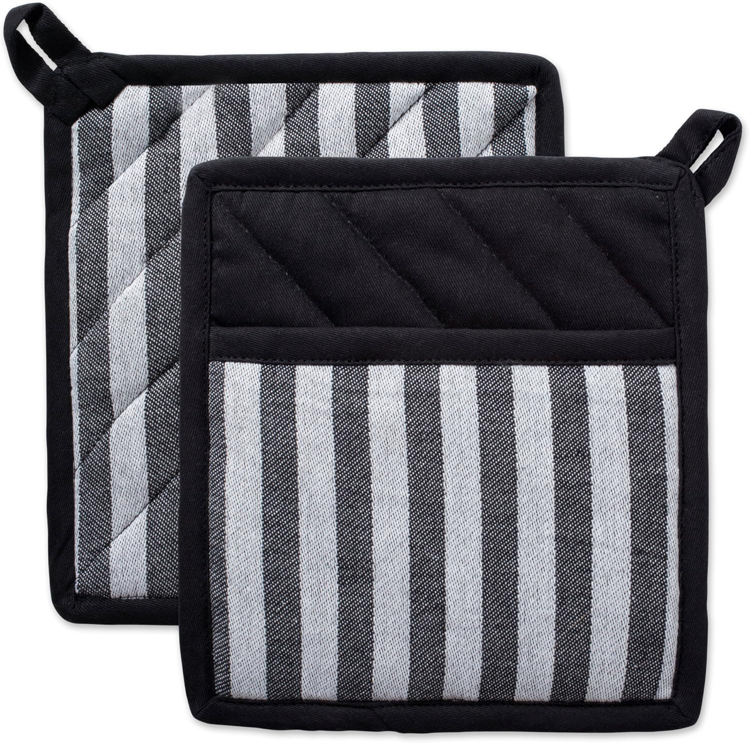 DII Cotton Heat Resistant Kitchen Pot Holders Set, (Set of 2-8X8.5), Farmhouse Chic Geometric Design, Heat Resistant and Machine Washable for Every Home Kitchen - Stripe image number 4
