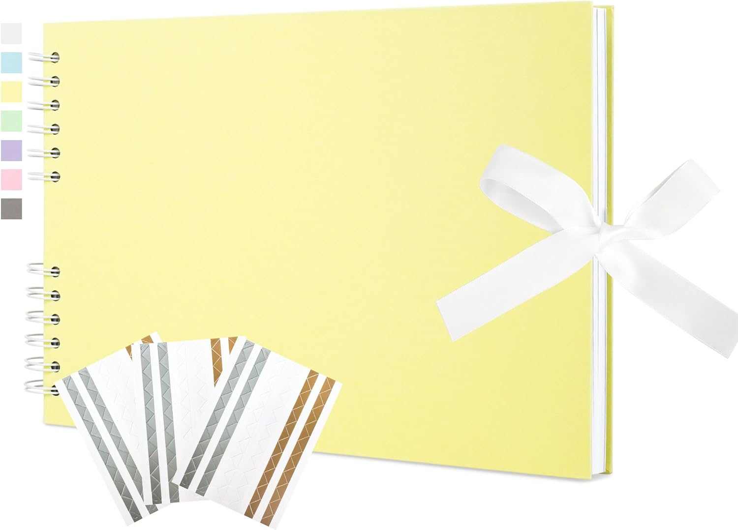 Scrapbook Memory Book with 20 Sheets White Pages 11.5X8.5 Inch DIY Album Set with Corner Stickers for Baby Shower Birthday Wedding Travelling, Yellow image number 2