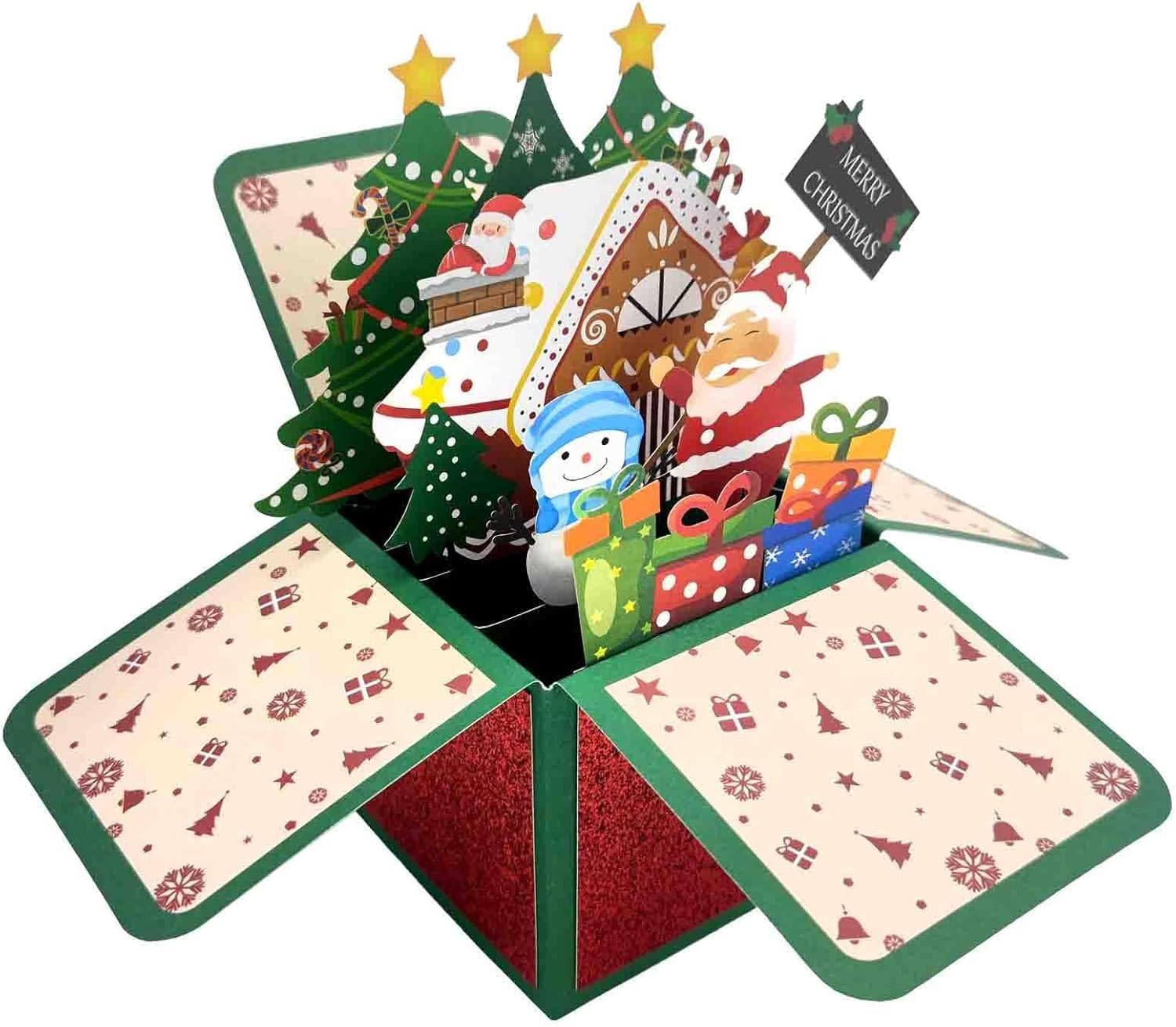 Veryufun Christmas Cards, 3D Pop up Christmas Cards Boxed with Envelope Pop up Greeting Cards Handmade Gifts for Holiday Xmas (Red) image number 1