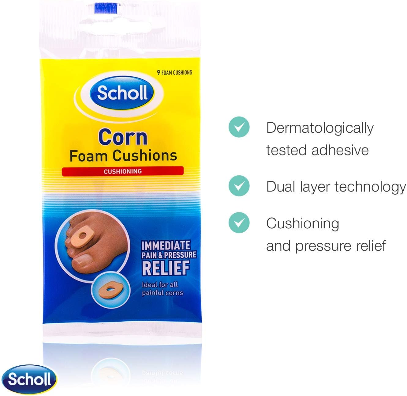 Scholl Corn Foam Cushion Pads Pain Relief, 5 Grams image number 4