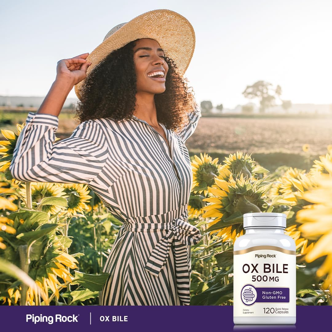 Ox Bile Supplement 500Mg | 100 Capsules | Digestive Enzyme | Non-Gmo, Gluten Free | by Piping Rock image number 3