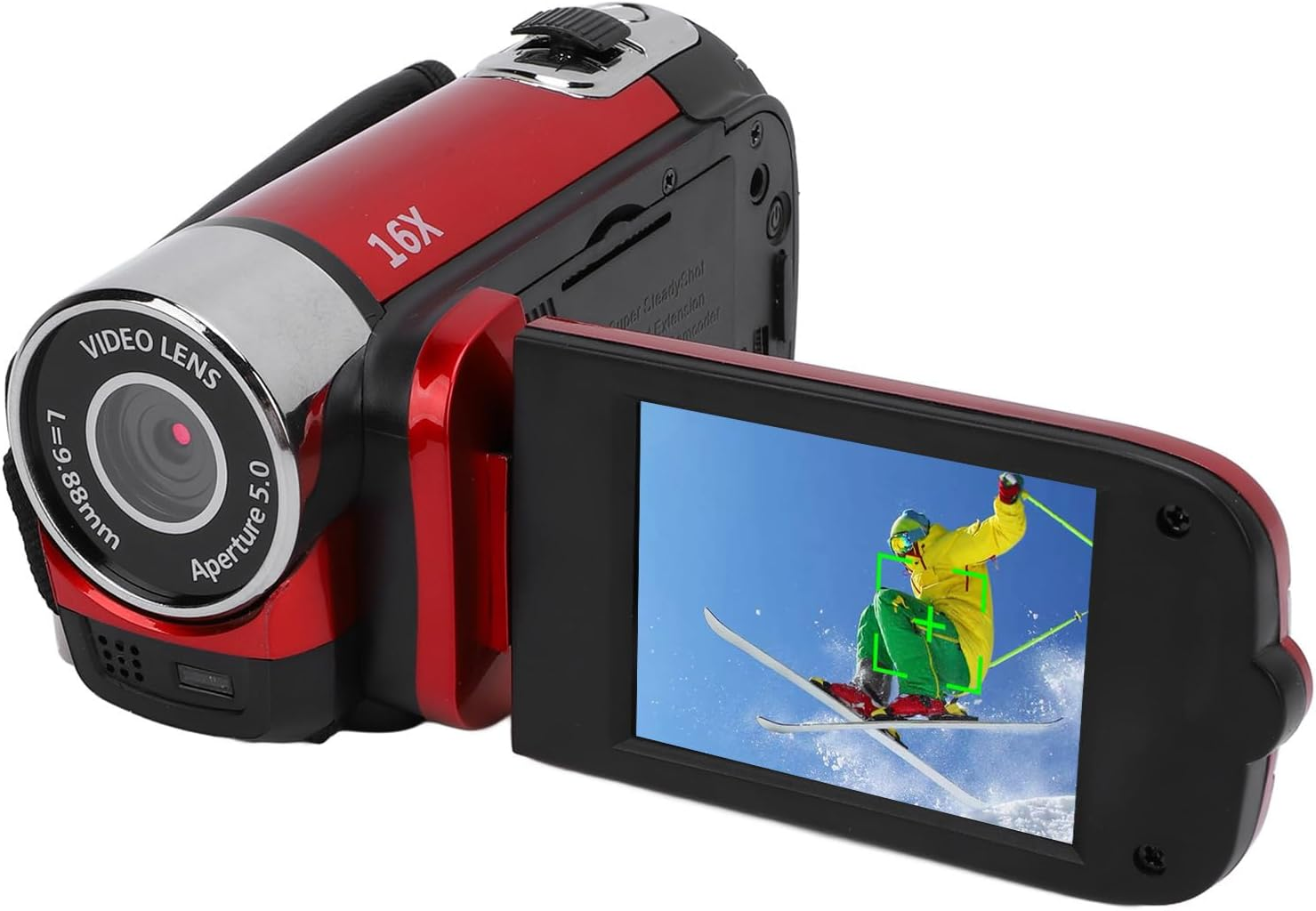 Video Camera Camcorder, 16MP 1080P Digital Camera with 2.4 Inch Flip Screen, 16X Digital Zoom anti Shake Vlogging Camera Recorder, Fill Light, Loop Recording Camera (Red)