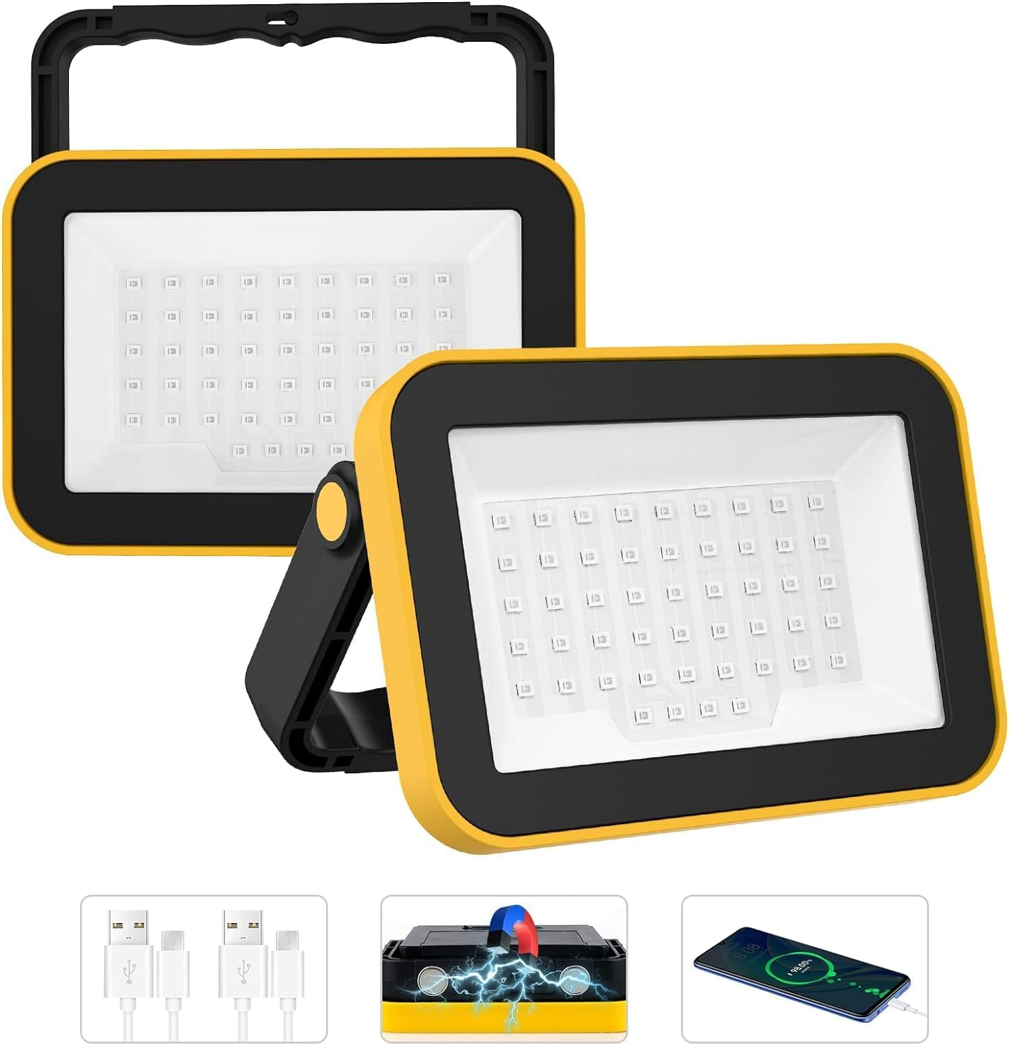 T-Sun Rechargeable LED Black Lights, Battery Powered Blacklight,2 Pack Flood Lights for Fluorescent Neon Glow in the Dark, Party, Stage Lights, Body, Paint, Indoor Decor - Ultraviolet image number 5