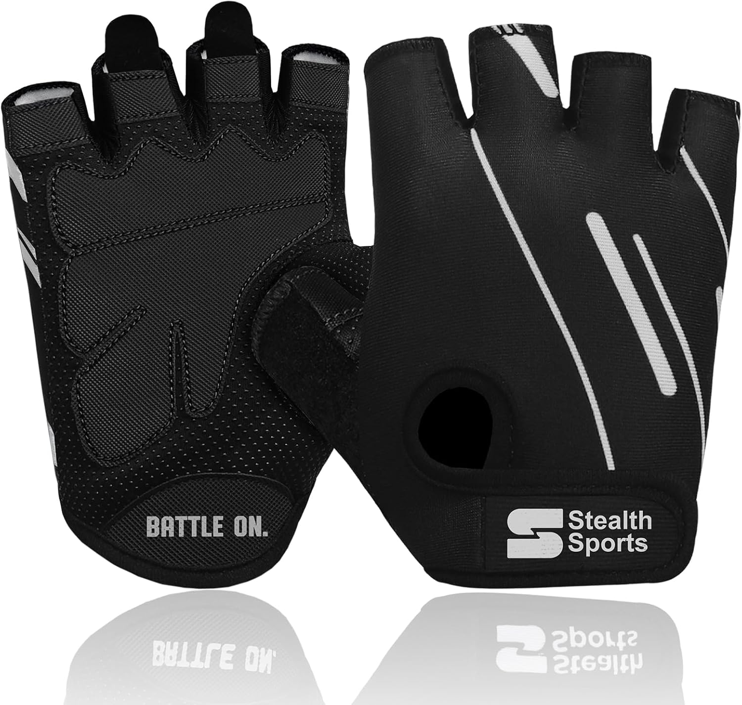 Stealth Sports Weight Lifting Gloves Half Finger Workout Gloves Men Women Anti-Slip Padded Palm Gym Gloves Exercise Gloves Cycling Fitness Weightlifting Strength Training image number 2