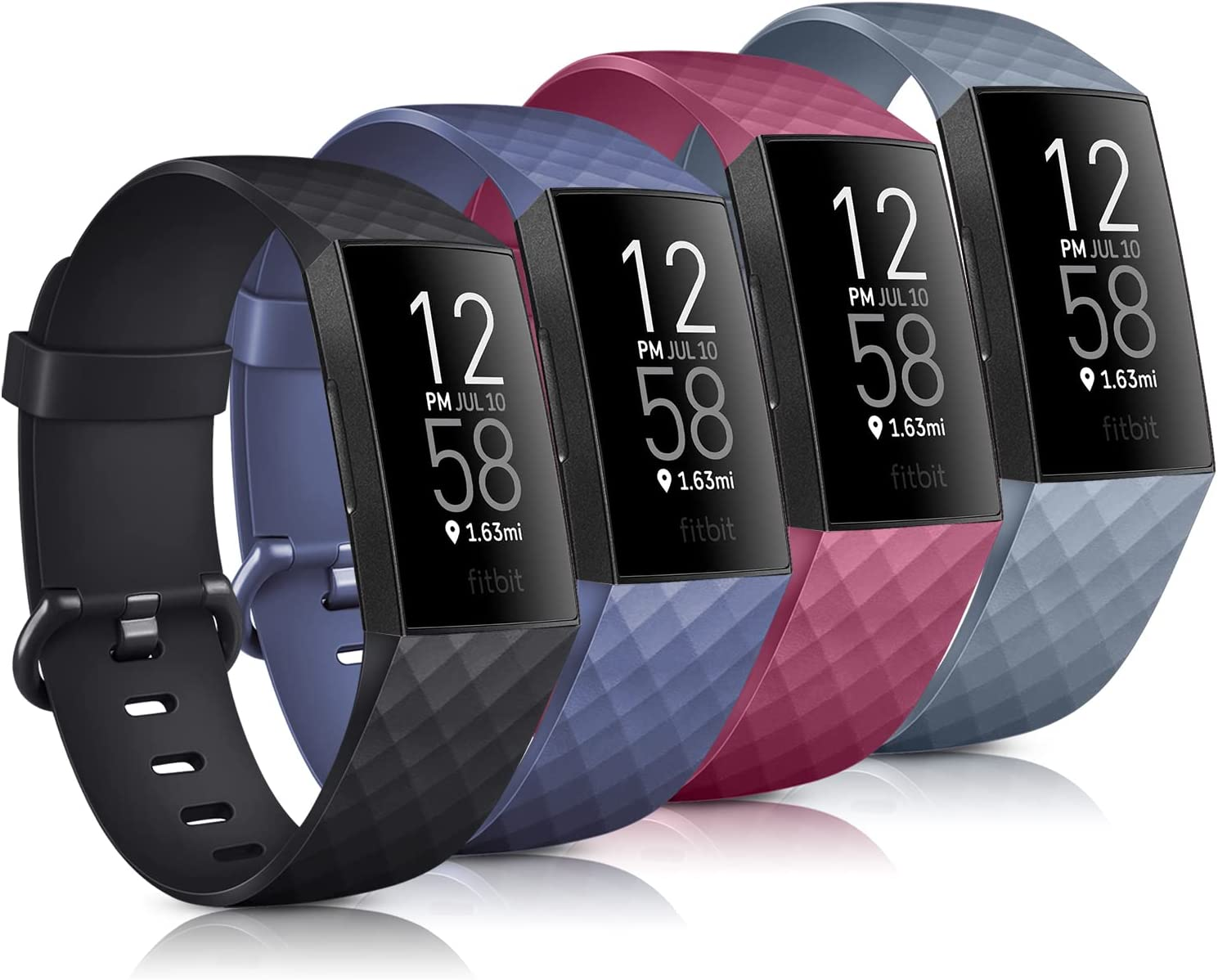 [4 Pack]Sport Bands for Fitbit Charge 4 Band & Fitbit Charge 3 Bands, Soft Silicone Adjustable Comfortable Replacement Wristbands Women/Men for Fitbit Charge 4 / Fitbit Charge 3 / Charge 3 SE