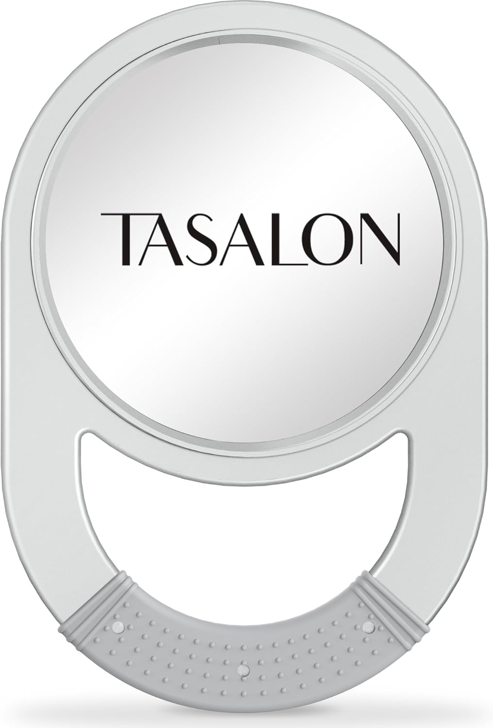 TASALON Unbreakable Hand Mirror, Hand Mirrors with Handle, Salon, Barber Mirror for Hair, Anti-Slip Hand Held with Rubber Grip for Travel, Makeup, Shaving, Shower, Camping - Black