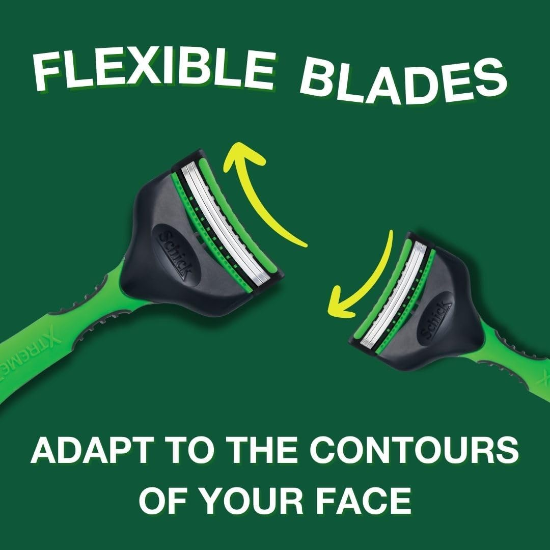 Schick - Xtreme 3 Sensitive for Men | Disposable Razor | 1 Pack | with Aloe | Flex Blades Adapts to Contours | 3 Blade Cartridge image number 3