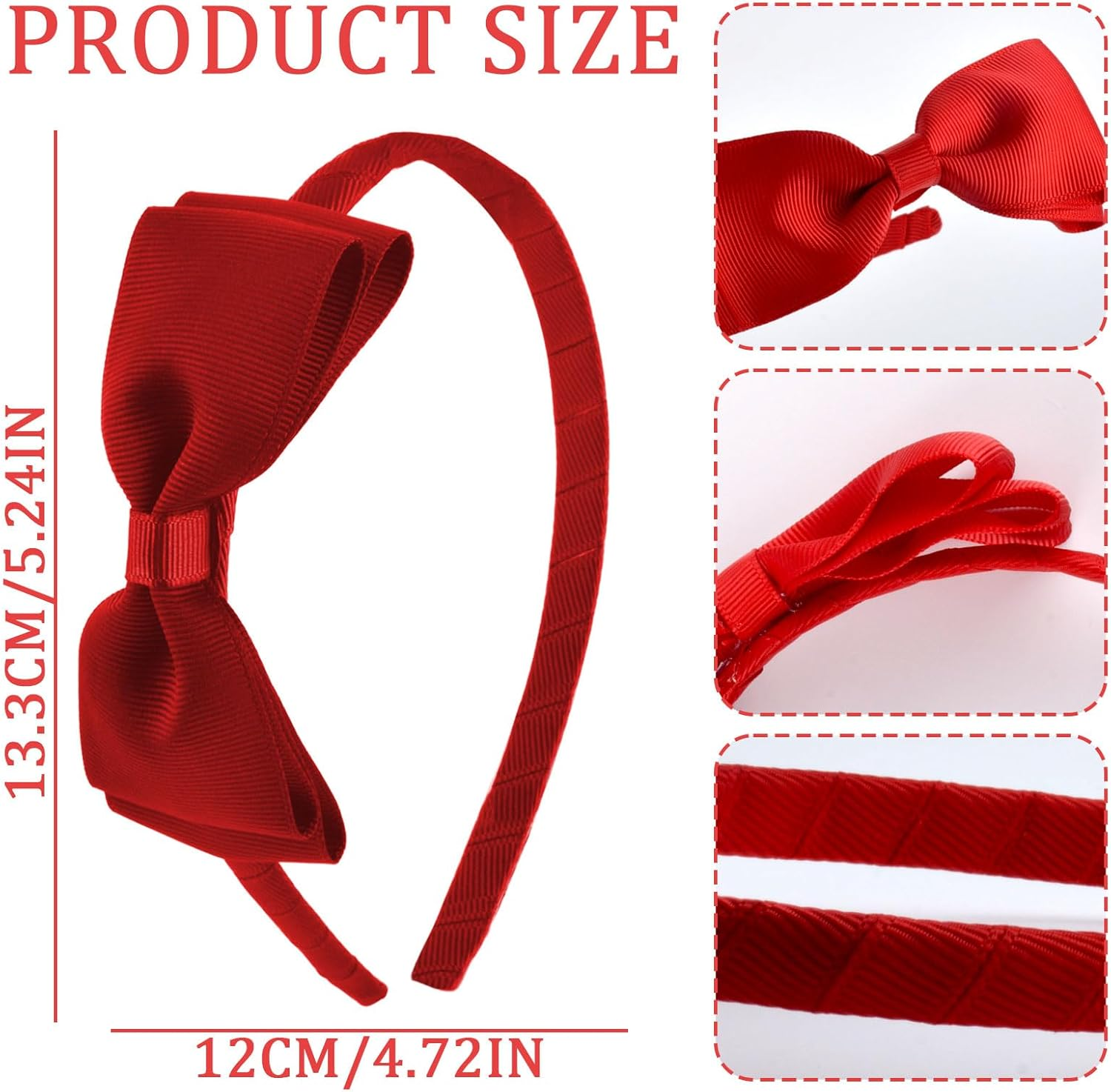 AYNKH 3 Pieces Red School Bows Headbands Alice Hairbands, Girls Uniform Ribbon Bow Set, Hair Accessories for Little Girl Toddlers Teens Birthday New Year Present image number 1