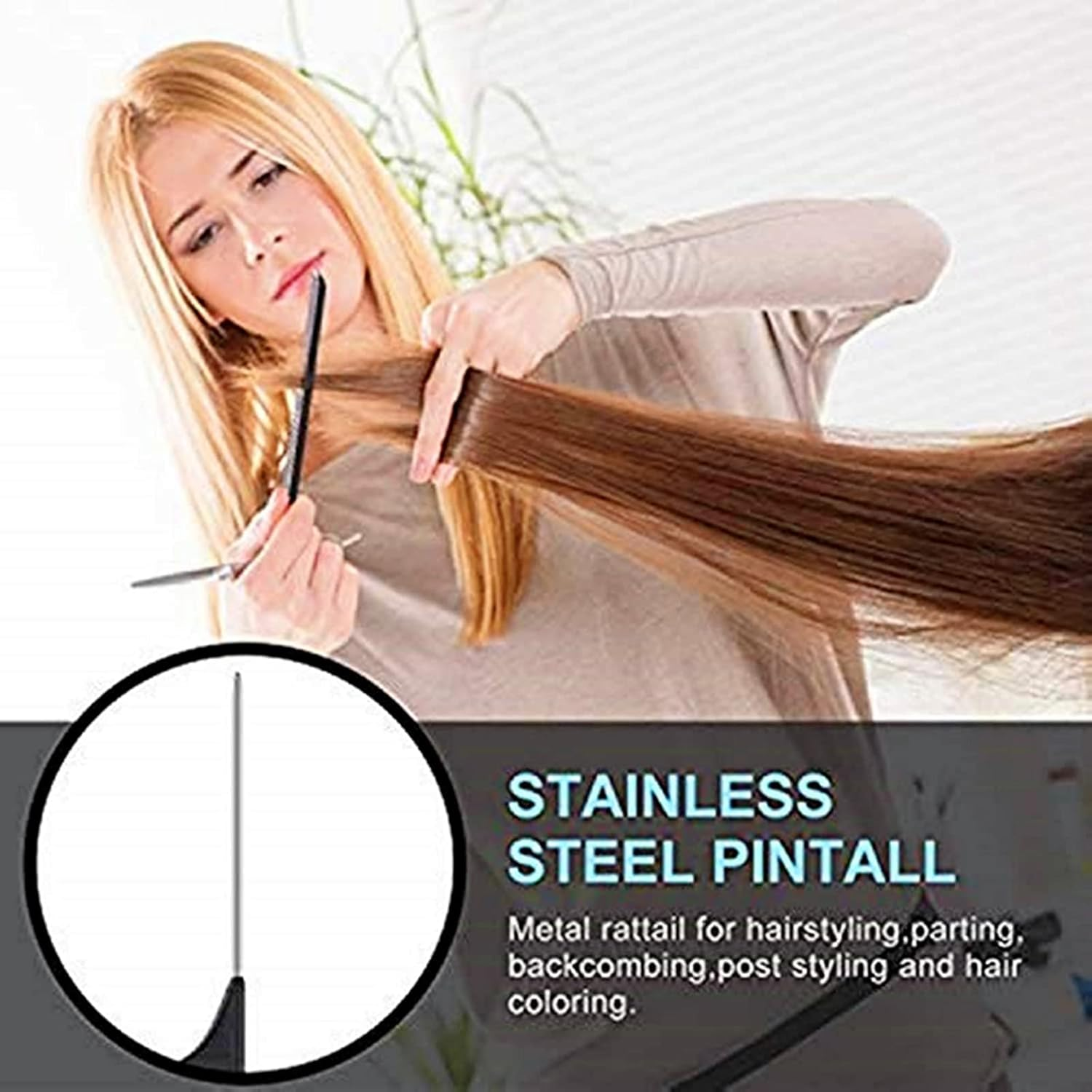 Virtue Morals 32 Pieces Carbon Fiber Hair Parting Comb Rat Tail Comb Stainless Steel Pintail Comb anti Static Heat Resistant Hairdressing Comb for Braids Hair Cutting Hairdressing Styling Tools (Multicolor )&hellip; - Multicolor image number 5