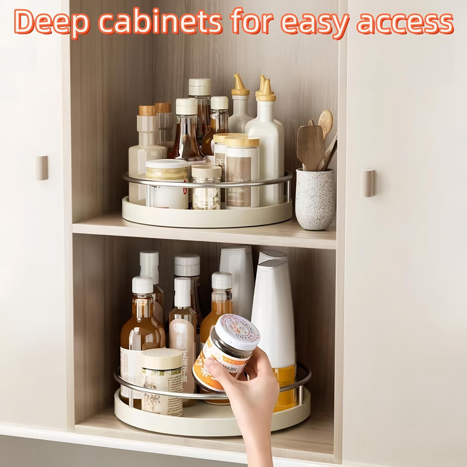 360&deg; Rotating Lazy Susan Organizers,Turntable Spice Rack Organisers,10In Non-Slip Multifunctional Spice Rotating Storage Rack for Kitchen,Pantry, Table,Bathroom,Closet Organizers image number 3