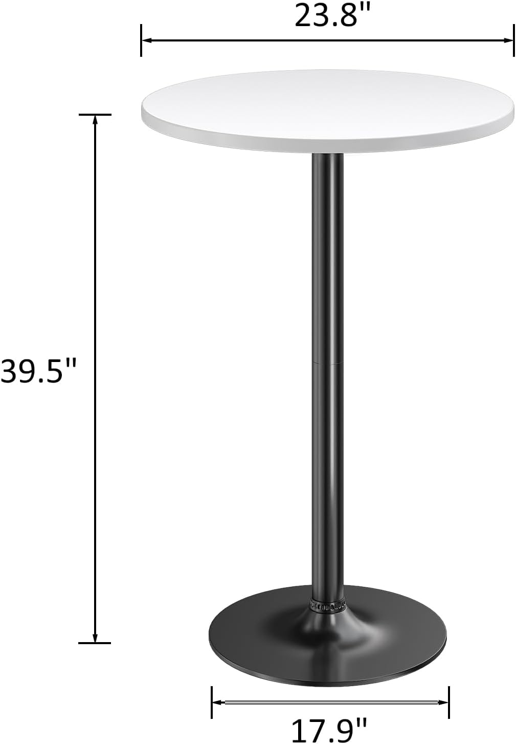 Furmax Bistro Pub Table round Bar Height Cocktail Table Metal Base MDF Top Obsidian 60.5Cm Top, 100Cm Height image number 3