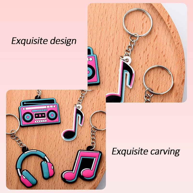 Music Party Favors Keychains for Adult Music Lovers Birthday Gifts for Musicians Gift Keychain for Women Men Music Lover Music Note Charm for Backpack Bag Charms for Handbags Musical Keyring 4 Pcs image number 5