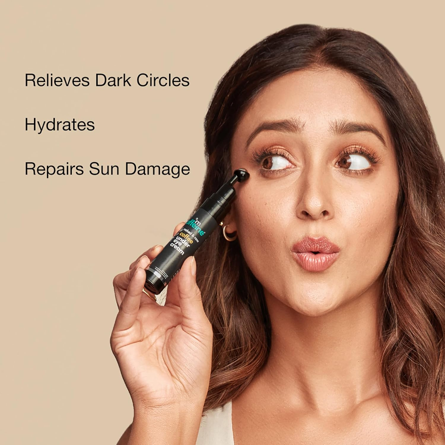 Mcaffeine Coffee under Eye Cream for Dark Circles for Women & Men | Reduction in Dark Circles, Reduces Puffiness & Fine Lines | Easy Application with Cooling Massage Roller | 15Ml image number 1