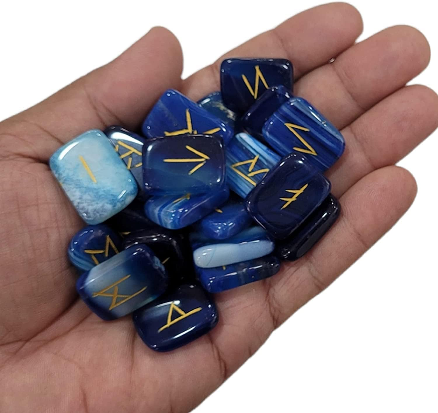 Black Onyx Rune Stones Set | Crystal Viking Alphabet Elder Futhark Wicca Norse Divination Gemstones image number 1