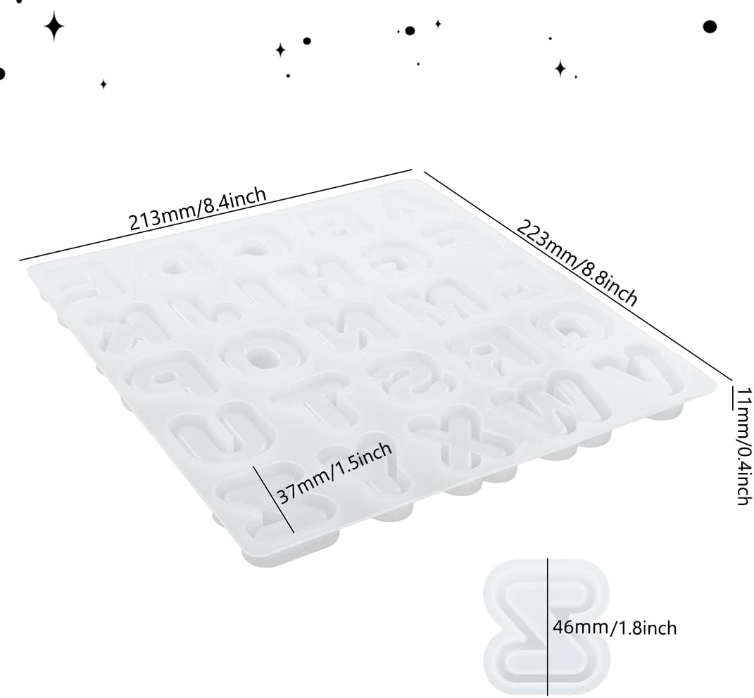 Voyyphixa Alphabet Resin Molds Resin Shaker Molds Charms Epoxy Quicksand Silicone Casting Molds with 26PCS Seal Film for Keychain Jewelry Pendant DIY Decoration Art Craft (Quicksand Mold) - Quicksand Mold image number 3