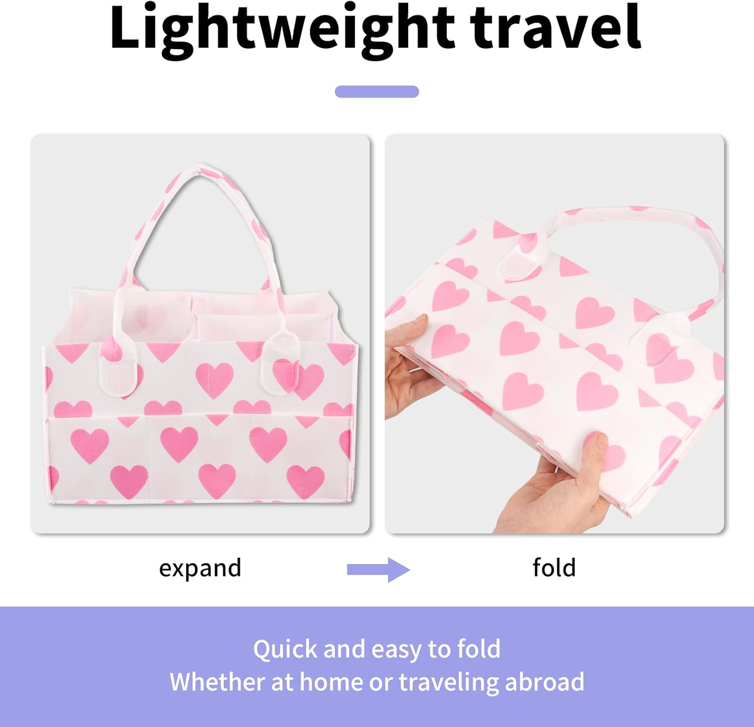 Baby Diaper Caddy Organizerm, Multiple Compartment Baby Caddy Organizer for Diaper Wipe Feeding Bottle Toy 33&times;23&times;18Cm (Pink) - Yellow image number 3