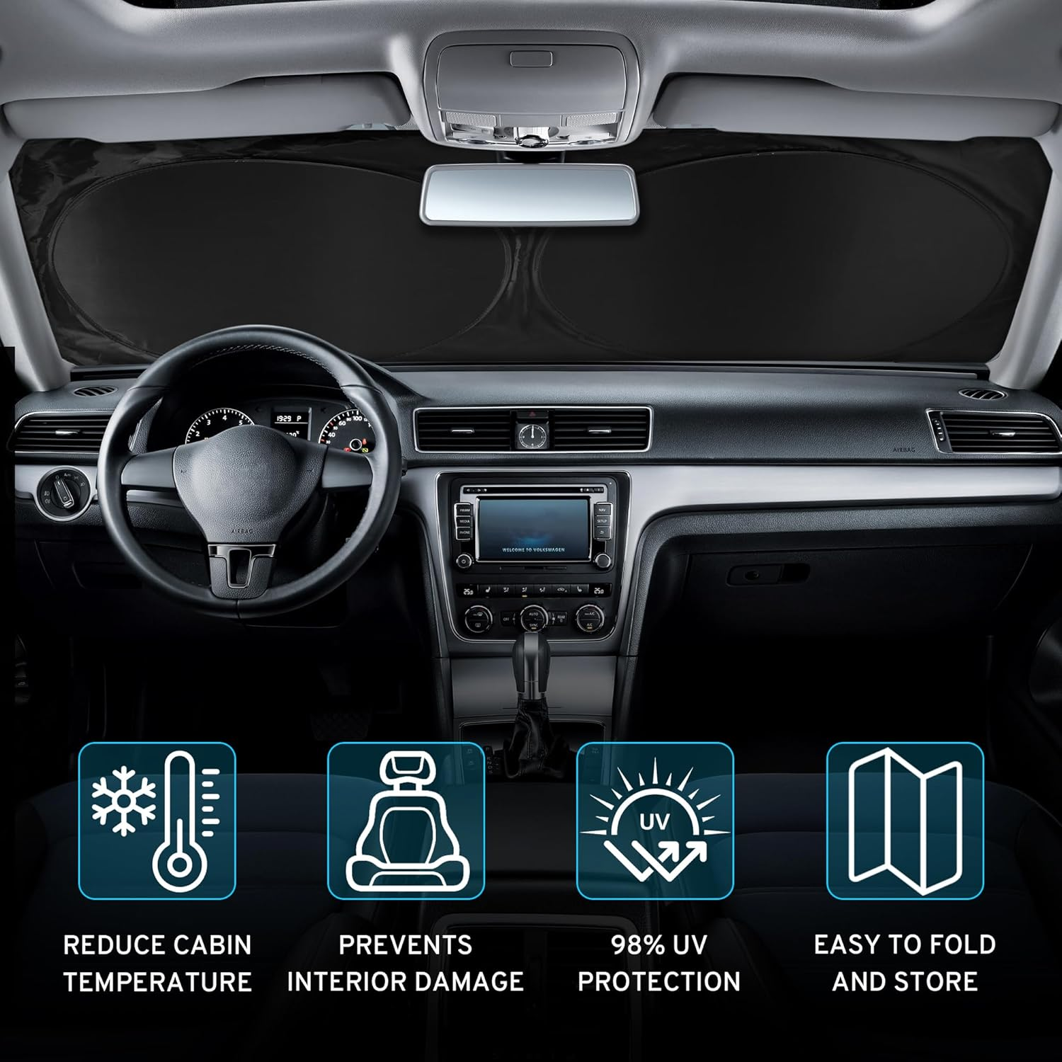 SZYUCHEN Car Windshield Sun Shade Sunshade Compatible with Chevy Chevrolet Silverado 1500 2500 HD 3500 HD Regular Cab Crew Cab Double Cab 2025 2024 2023-2007 Accessories, Car Window Sun Shield image number 2