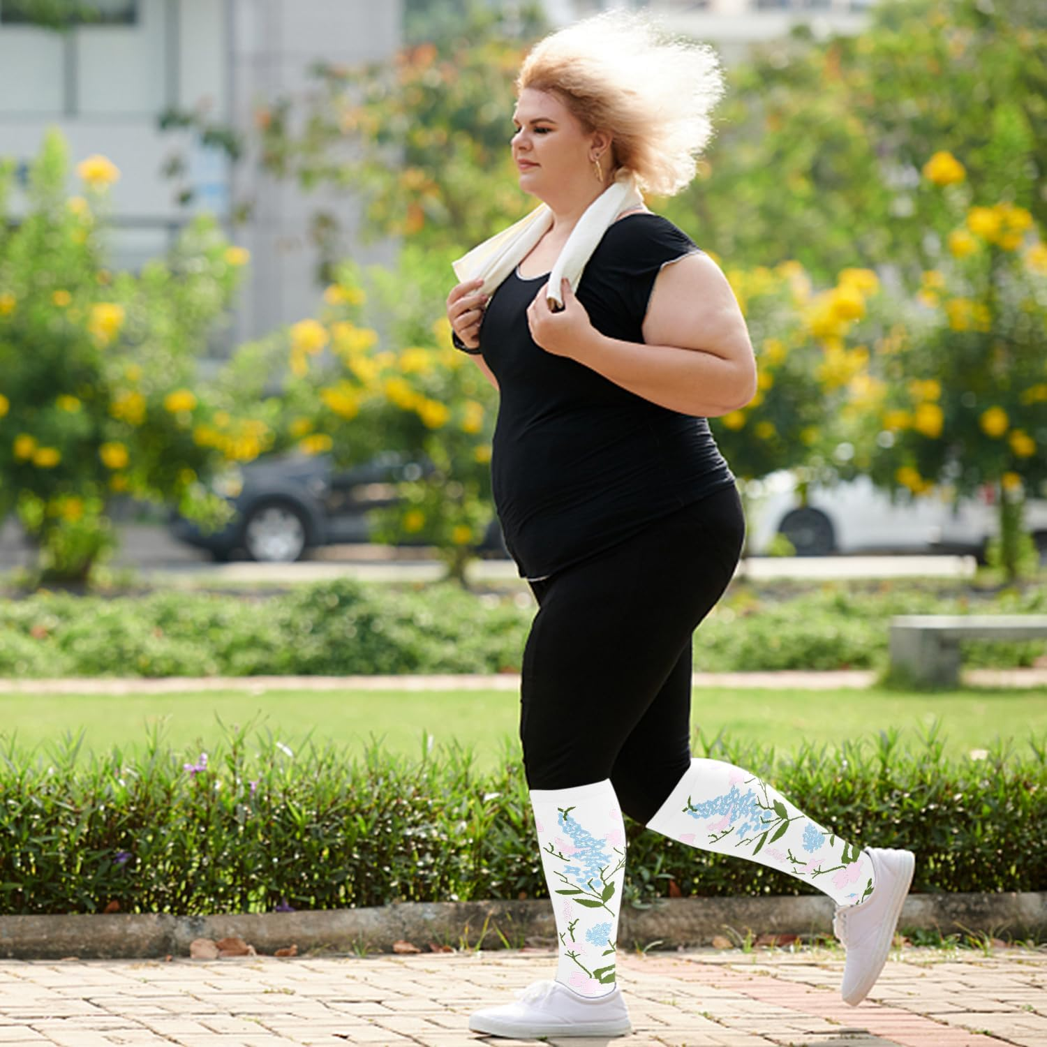 Diu Life plus Size Compression Socks for Women & Men 20-30 Mmhg Extra Wide Calf Knee High Support Socks for Circulation image number 6