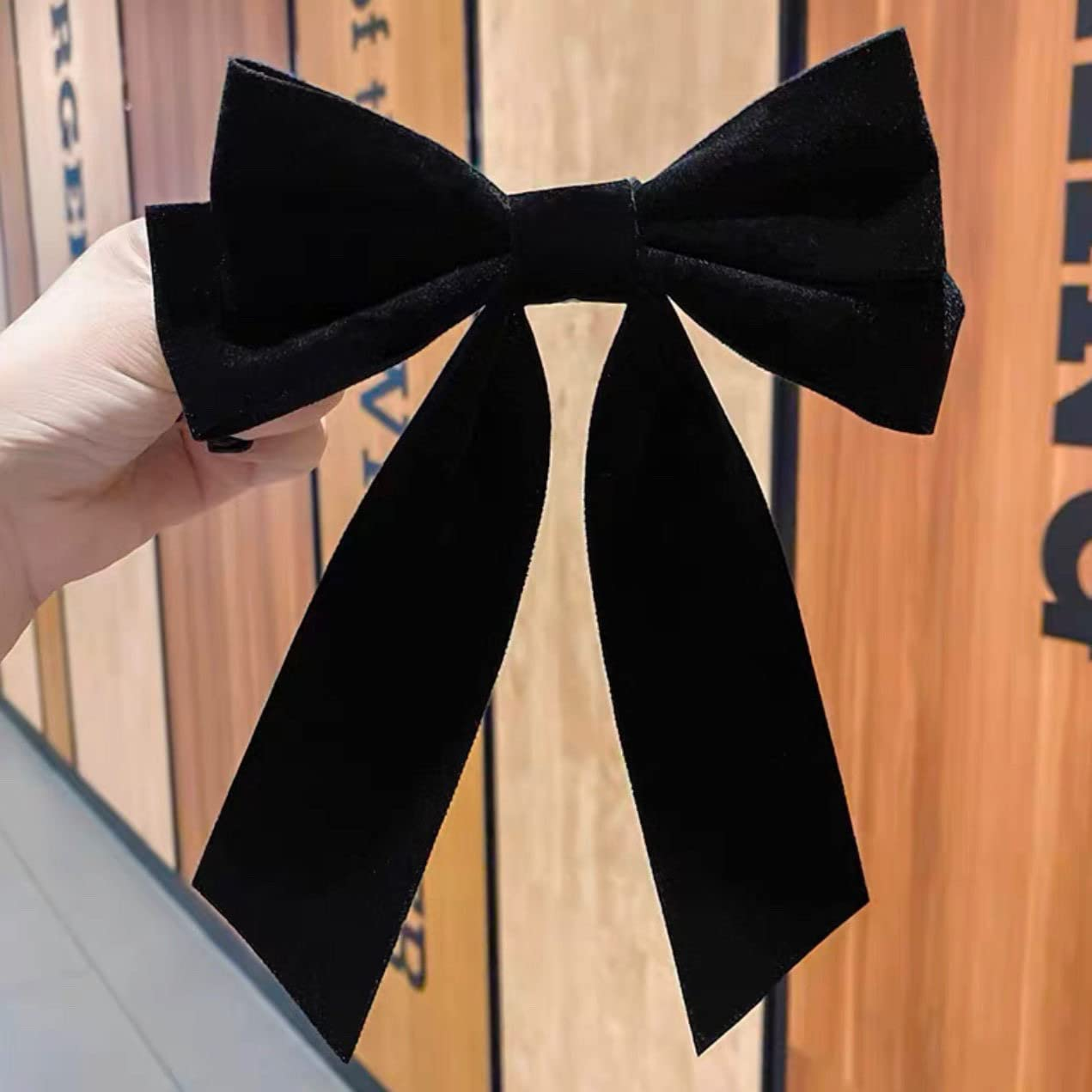 Hair Bows for Women French Barrette Hair Clips Big Bows for Girls Bowknot Hair Clip Metal Hair Accessories for Teen Girls Hairpin Red Black Velvet Bow 2Pcs image number 3