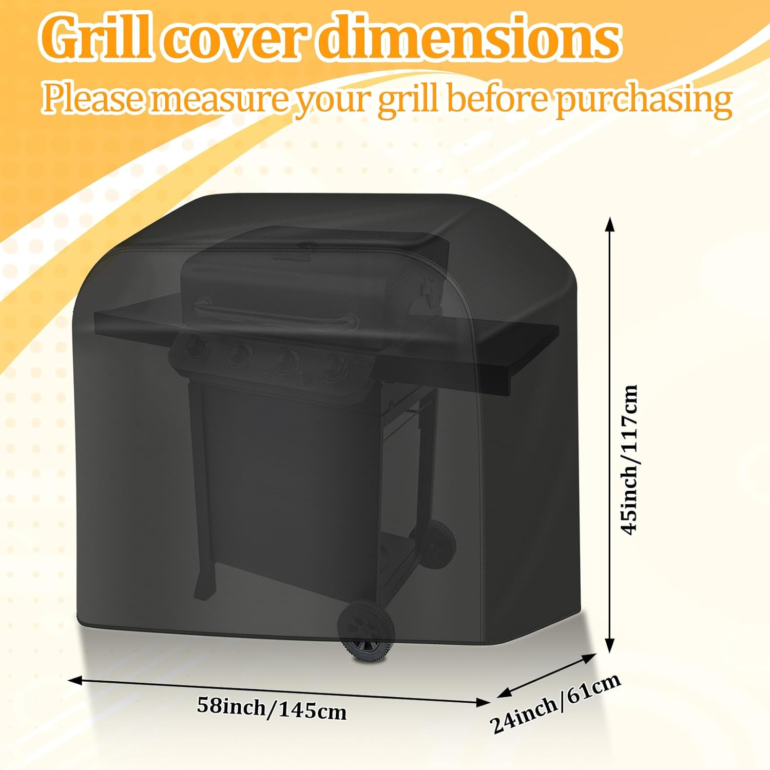 58 Inch Grill Cover for Blackstone Outdoor Grill, Heavy Duty Waterproof Griddle Covers, Universal BBQ Covers for Outside, Resistant Material, BBQ Accessories with Adjustable Drawstring image number 5