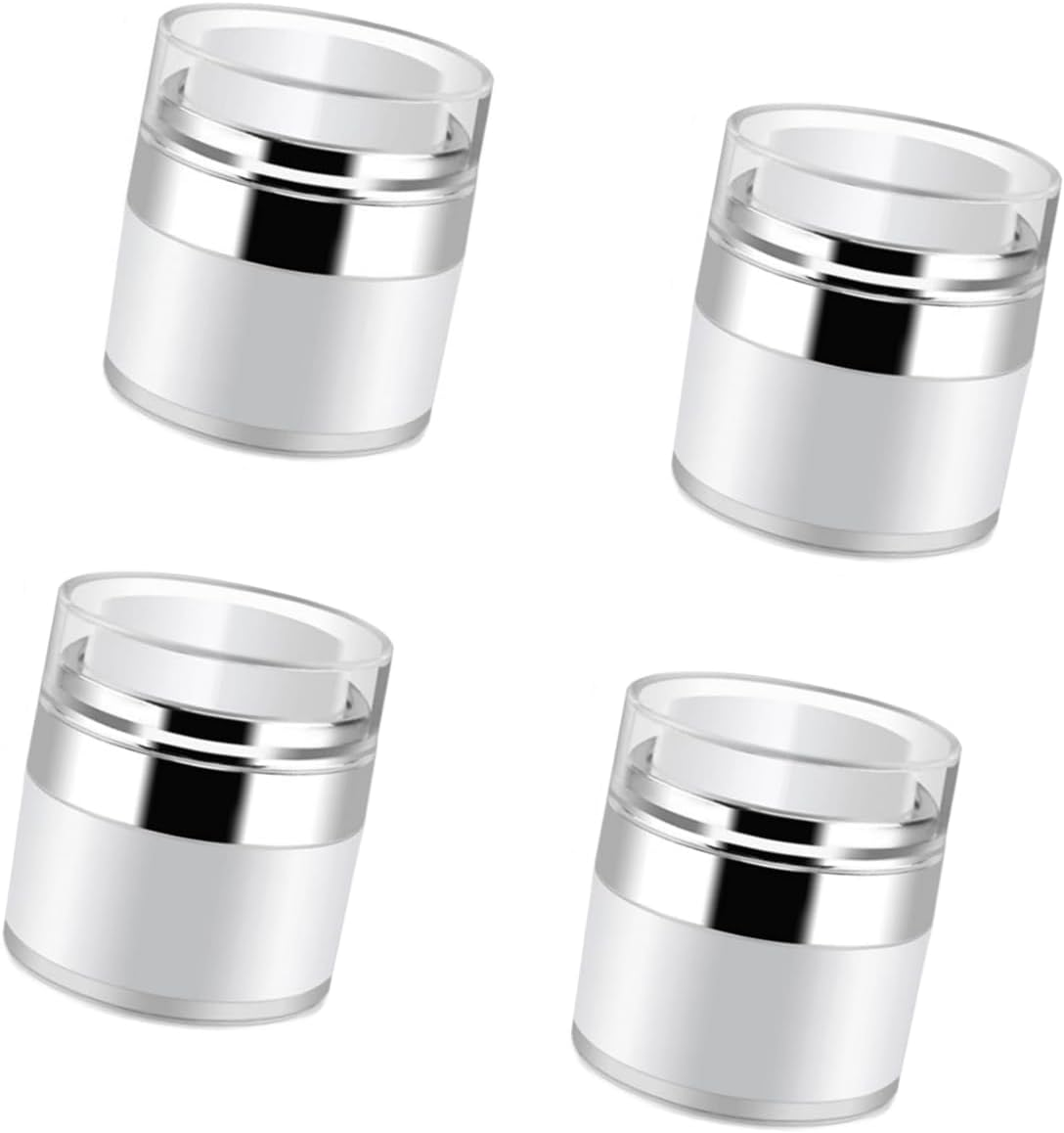 30 G Refillable Vacuum Bottle Dispenser for Lotions and Creams - Empty Cosmetic Container with Lid, Portable Travel Jar Set of 4