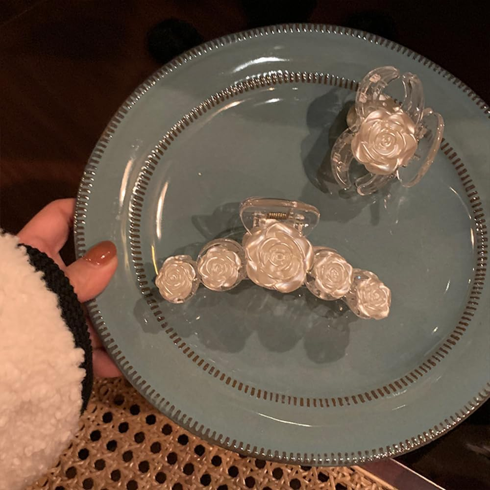 Hair Clips Flower Hair Clips Hair Accessories for Women Girls Women Kids 1 Piece Fashion Hair Claw Wedding Hair Styling Tools for Party Wedding Daily Training Beige image number 1