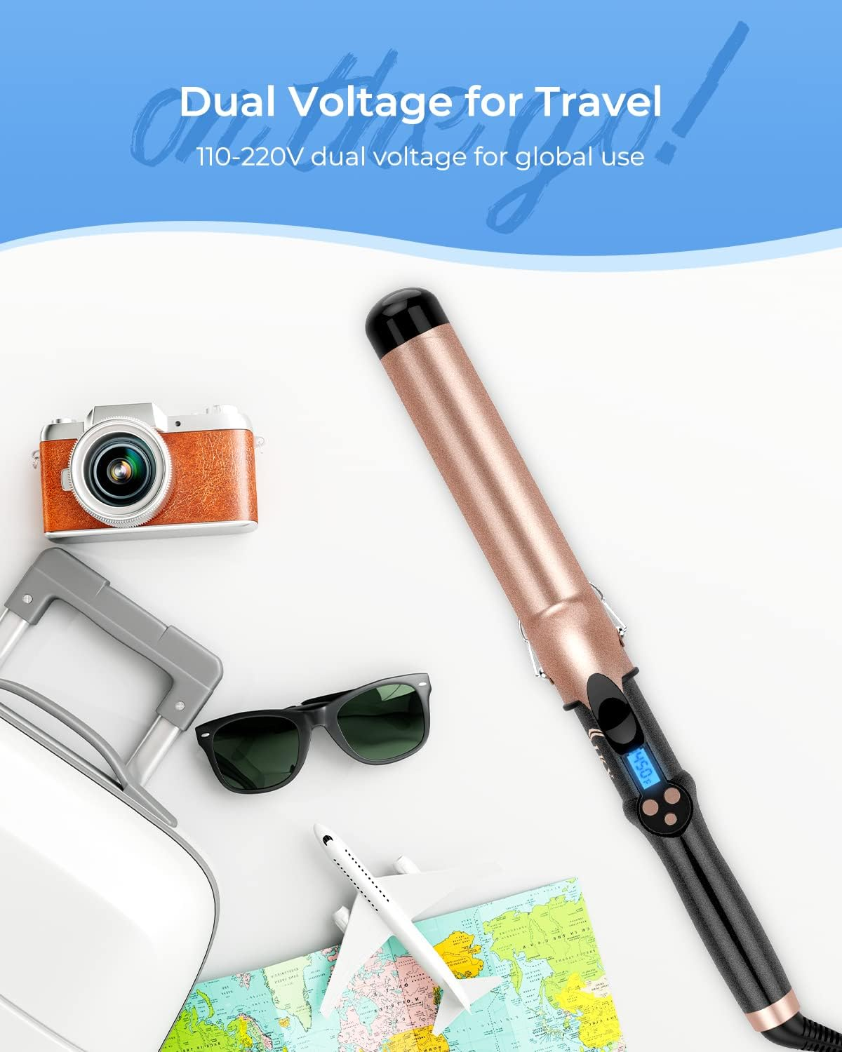 1 1/2 Inch Extra Long Barrel Curling Iron, 1.5 Inch Large Barrel for Long Hair Ceramic Tourmaline image number 1