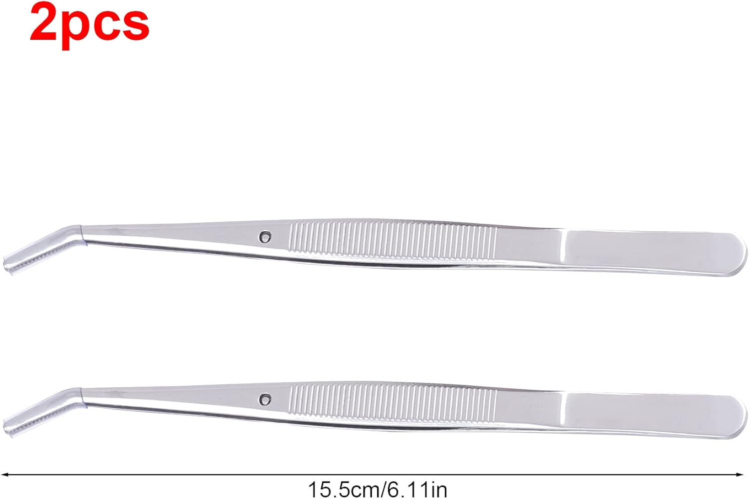 Guangyuan Sewing Machine Curved Tweezers Set 6 Inch/15.5Cm Serrated Bent Tips Professional Grade Stainless Steel Angled Tweezers Blunt Tweezers for Crafting/Pet,2Pcs image number 2