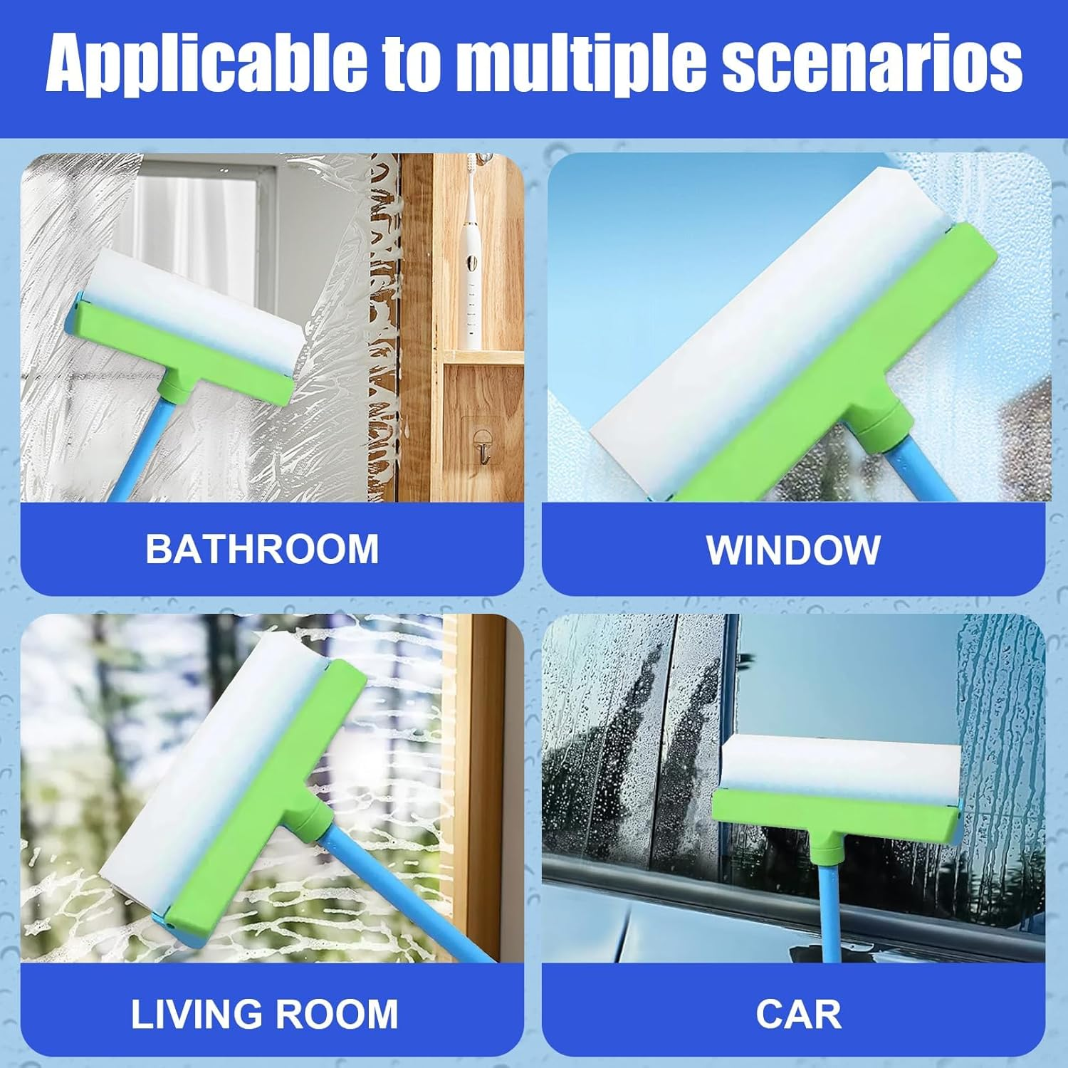 Blade Window Cleaning Kit, Aqua Blade Squeegee, Silicone Window Squeegee Kit, 3 in 1 Window Cleaning Scraper for Shower Glass Mirror Door Car image number 6