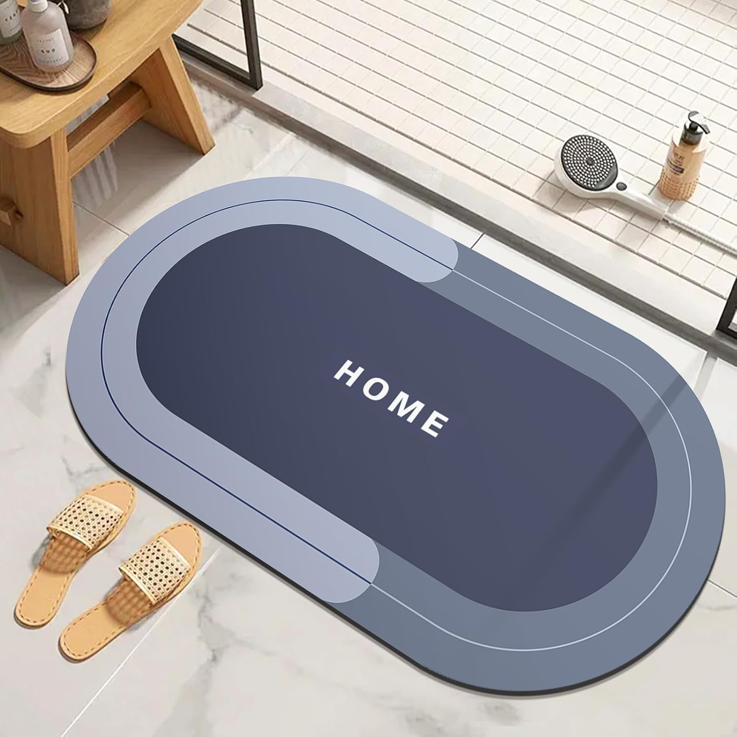 Bath Mat Rugs Non Slip Quick Dry Bathroom Mats Super Absorbent Rubber Bath Mats for Bathroom Floor (Dark Grey, 40 X 60 Cm)