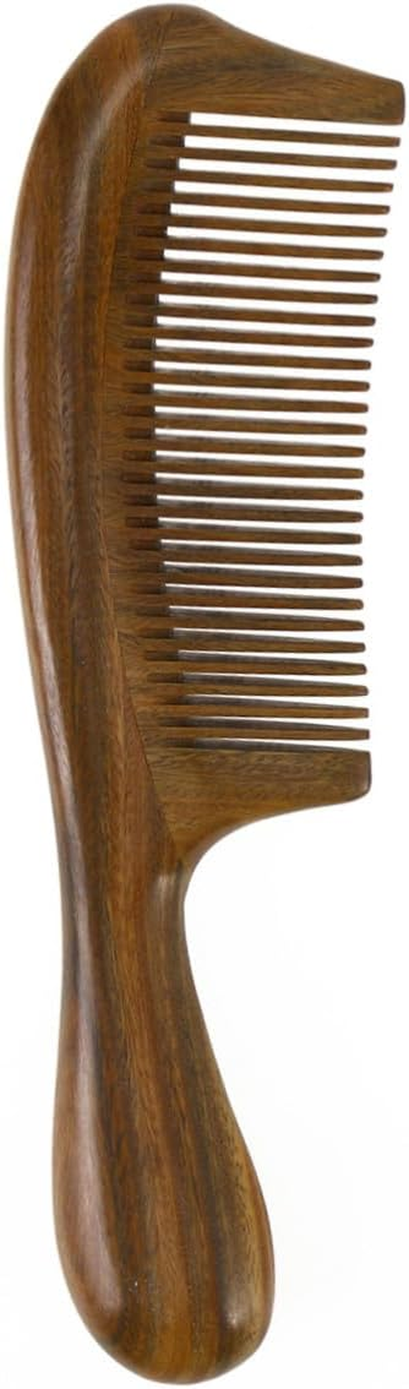 CTIRCHIU Natural Sandalwood Hair Comb with Thick Handle Close Teeth Static Wooden Beard Comb for Scalp Massage and Hair Care Lightweight Travel Friendly Two Styles Random image number 5