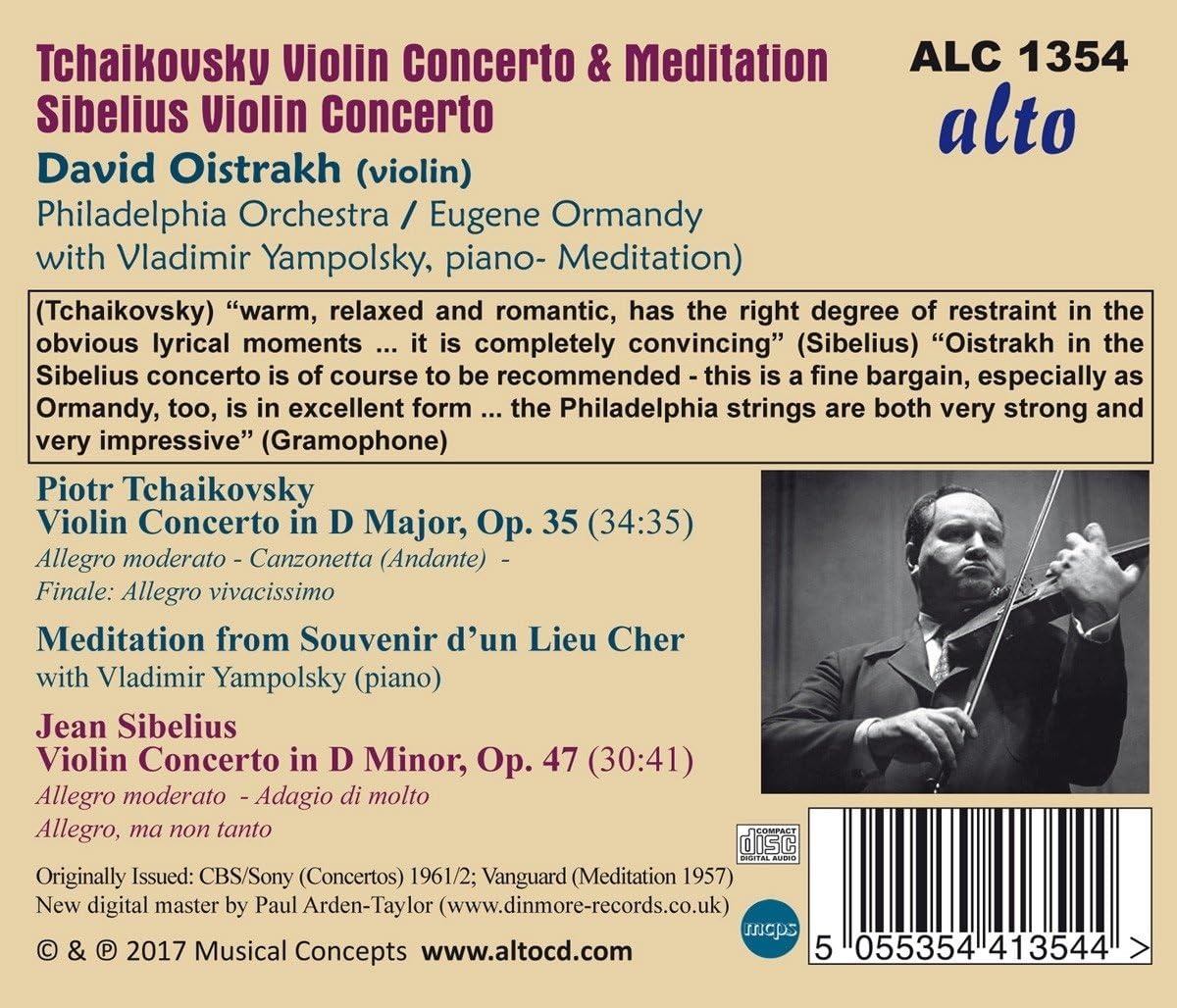 Tchaikovsky & Sibelius Violin Concertos Meditation from Souvenir D'Un