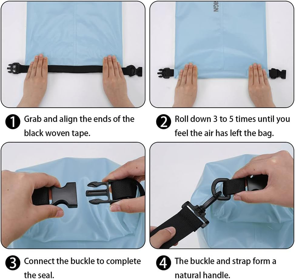 Floating Backpack Waterproof Bag 15L for Kayaking Fishing Swimming Boating Beach Hiking Camping Water Sports Outdoor Activities Light Blue and from Paton Travel. image number 3