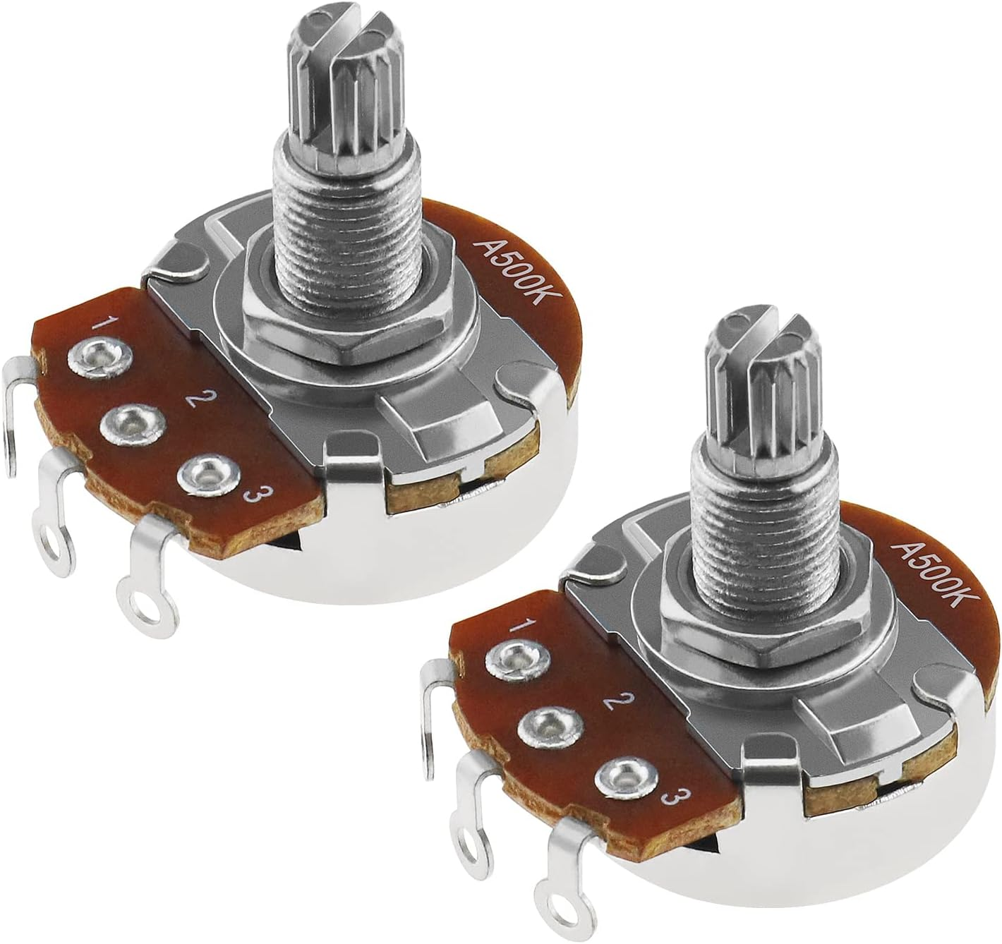 VGOL 2PCS Metric Mini 18Mm Split Shaft Pots A500K Guitar Potentiometers Audio Taper Pots for Electric Guitar Bass Control Tone Volume Parts image number 1