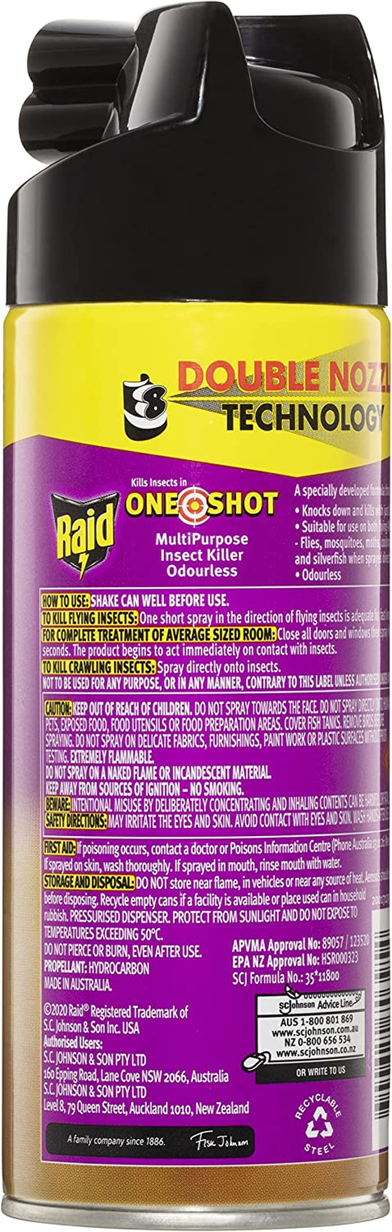 Raid One Shot Multipurpose Insect Killer, Insect Spray for Flying and Crawling Insects, Odourless, 220G, 1 Count image number 5
