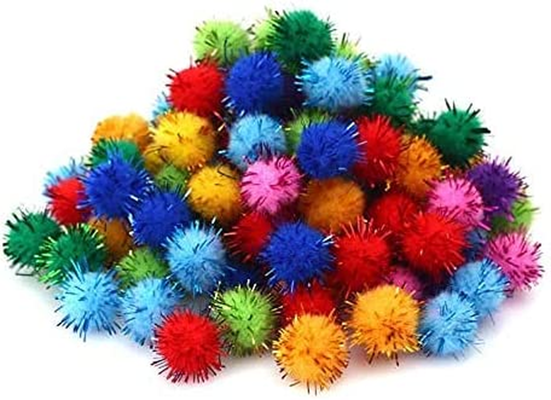 DIY Pom Poms Ball Christmas Decoration Glitter Pompom Colorful Soft Fluffy Plush Craft Sewing Accessories (25Mm Diameter (1")) image number 1