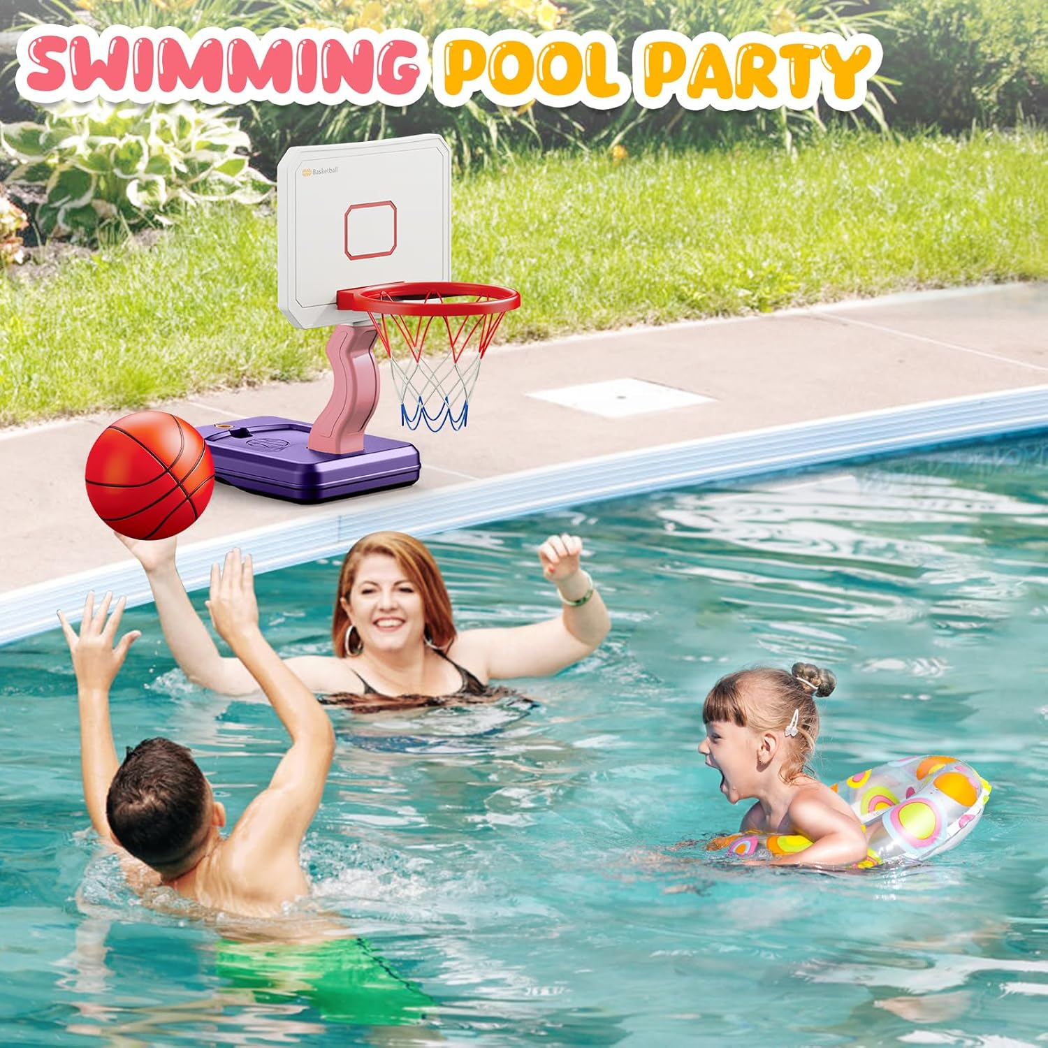 Toddler Basketball Hoop, Adjustable Height 2.3-4.5Ft Baby Basketball Goal Set with 4 Balls & Pump, Backyard Poolside Basketball Toy for Boys & Girls Birthday Gift image number 2