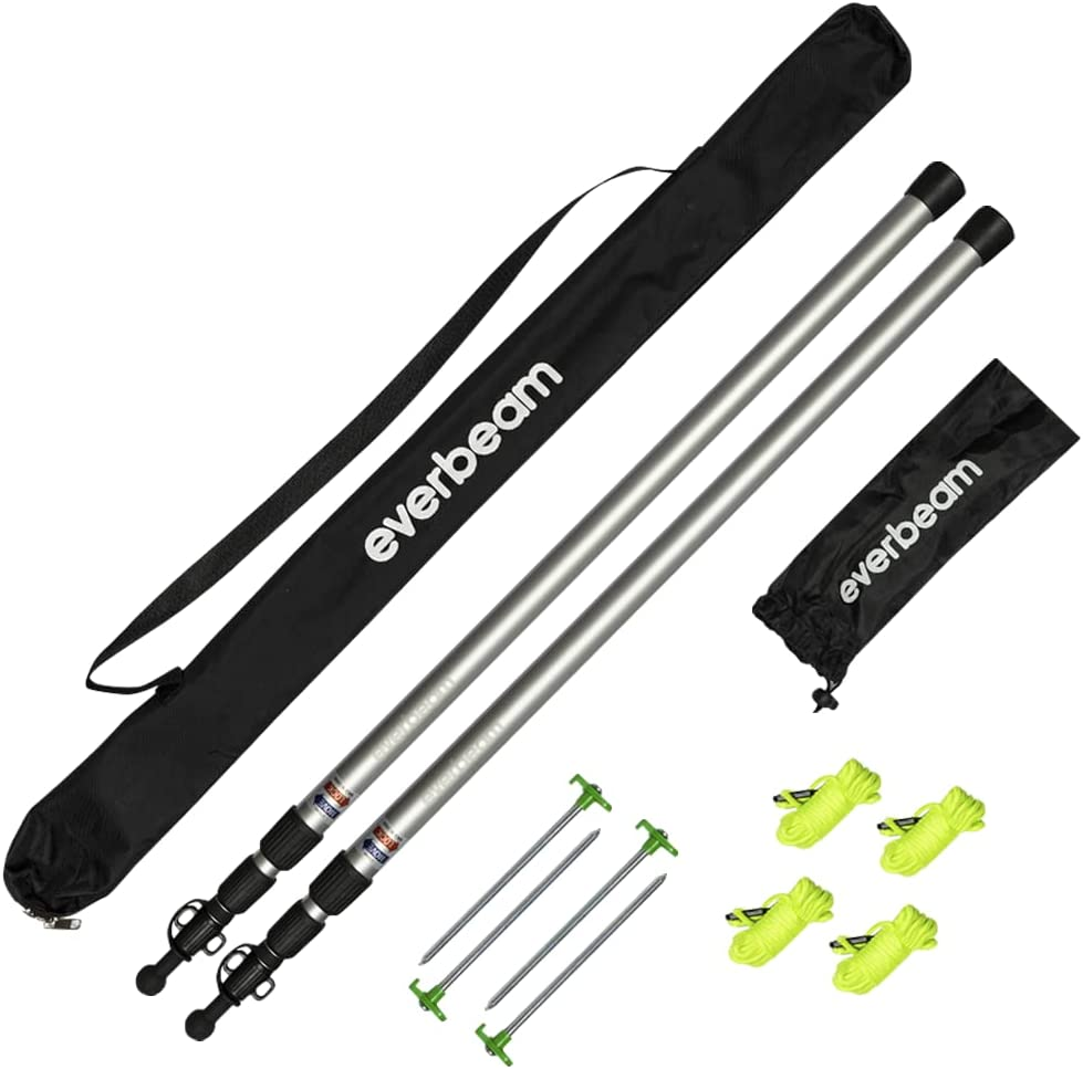 Everbeam Tarp Poles - Tent Poles for Tarp - Camping, Hiking, Fishing - Adjustable Tarp Poles Extend to 92" - Portable & Lightweight, Ideal for Awning, Tent Fly - Includes Guy Lines, Stakes, Carry Bag image number 3