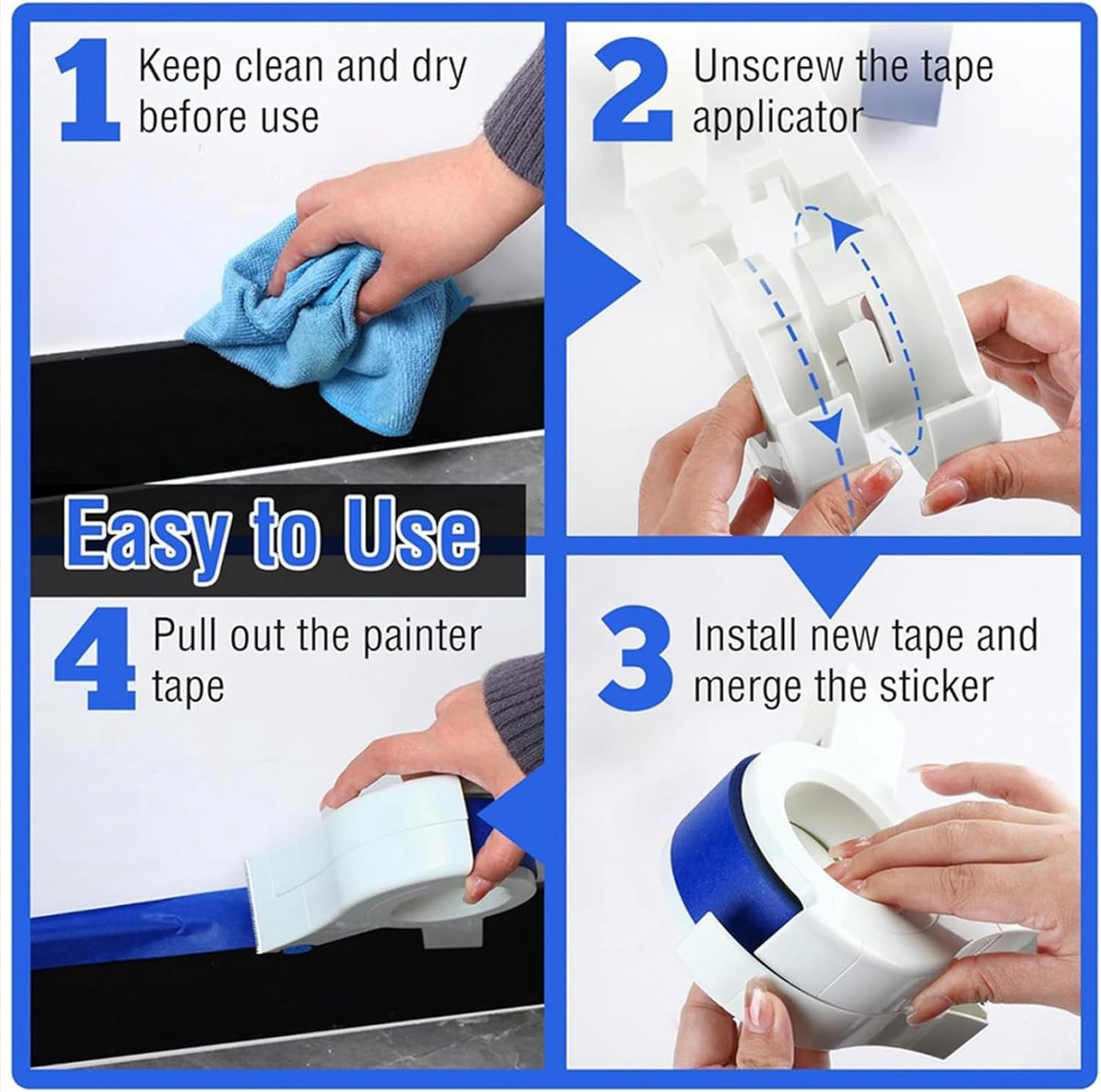 Masking Paint Tape Applicator, Portable Semi-Automatic Plastic Tape Dispenser Cutter for Painting Trim Door Frames image number 3