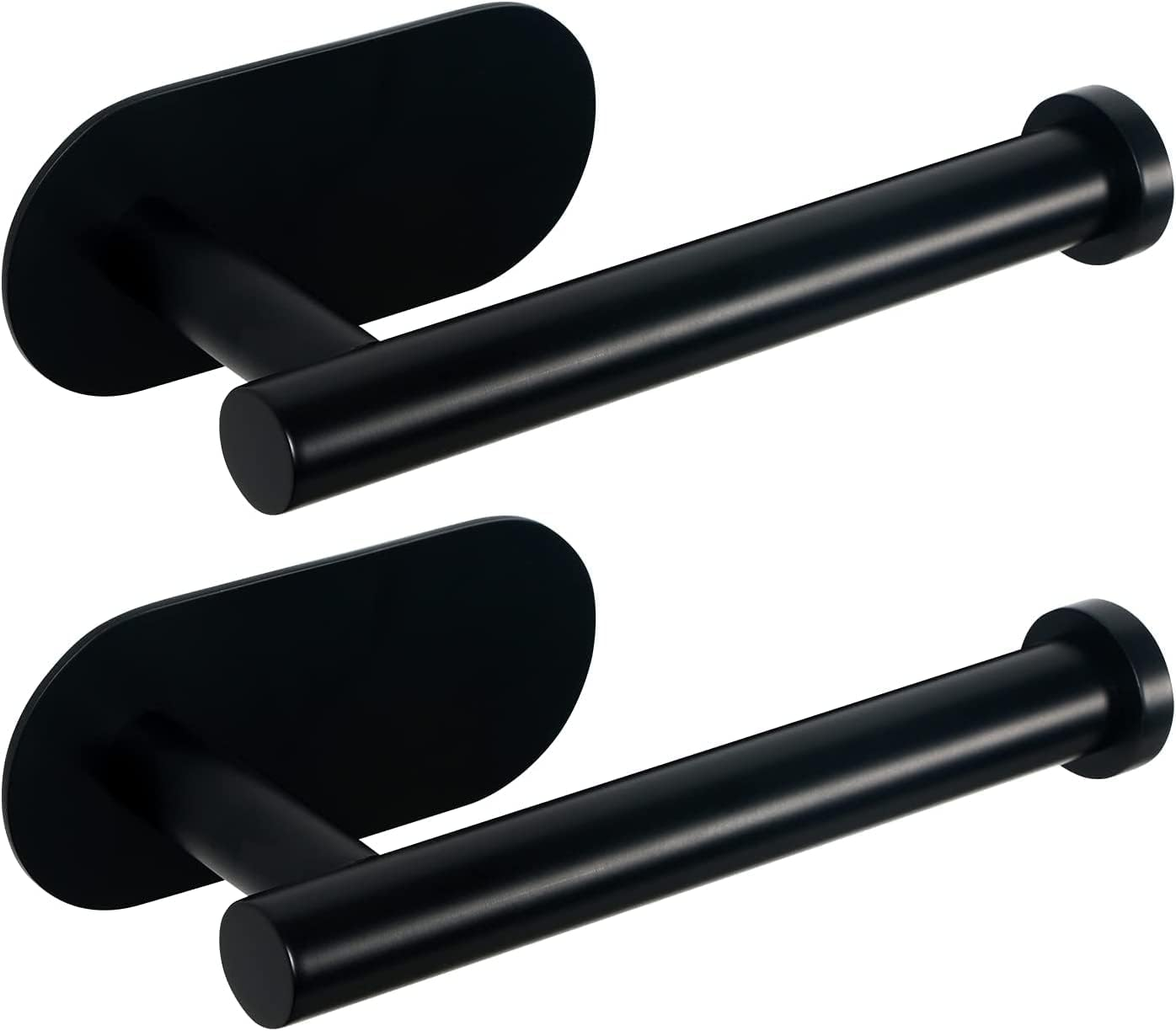 Self Adhesive Toilet Paper Roll Holder,Toilet Paper Holder for Bathroom Washroom Kitchen Stick on Wall Mount Matt Black 2 Pack