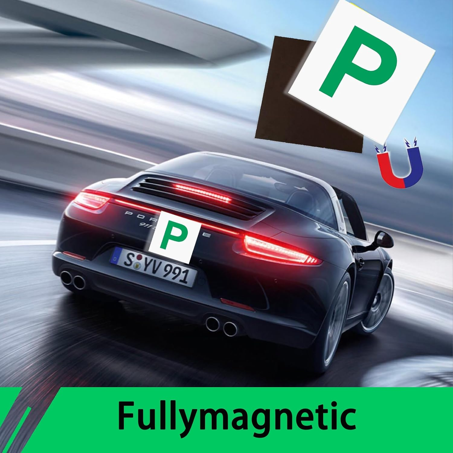 Magnetic Learner Driver Plates, 2 Pack Fully Magnetic Car Green P Plates， Learning Learner Driver Magnetic Plates Green P image number 5