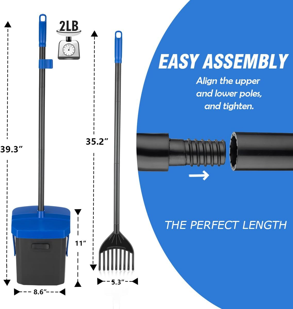 TIMINGILA Pooper Scooper Swivel Bin & Rake for Large Medium Small Dogs Non-Breakable Dog Poop Scooper with 20 Waste Bags Easy to Clean Pet Waste Use for Yard, Grass, Dirt or Gravel - Pet Supplies image number 6