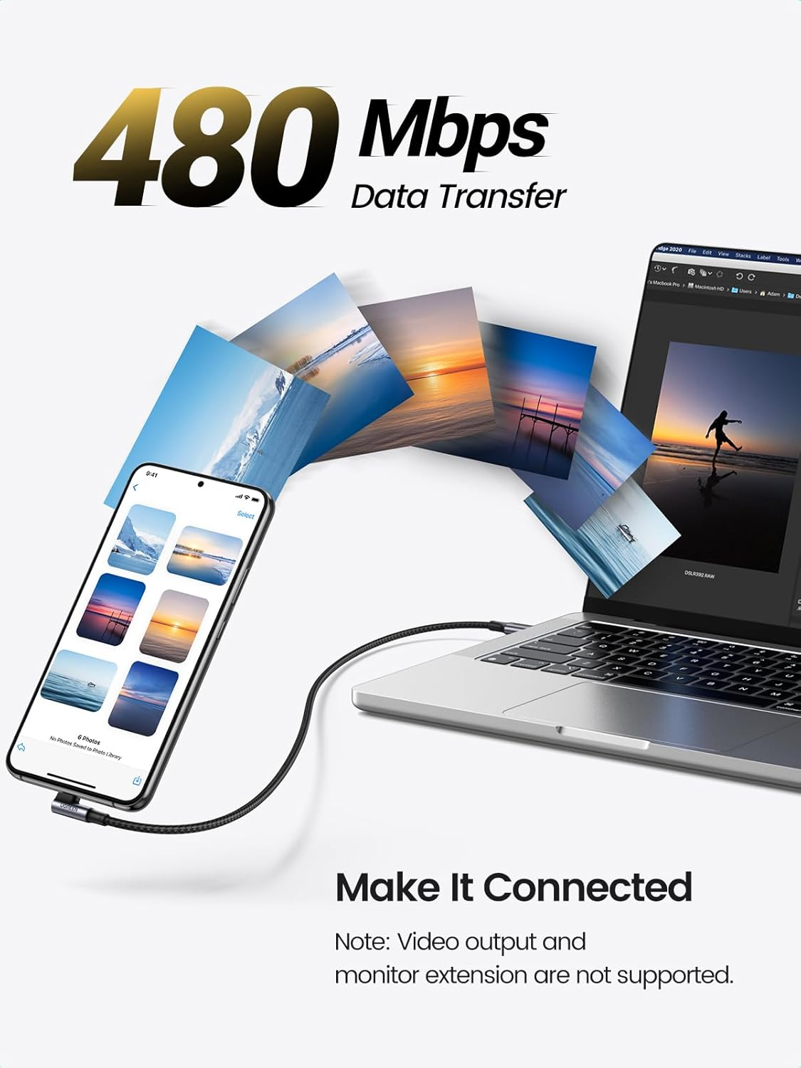 UGREEN 100W USB C to USB C Cable Right Angle, PD Charging Cord, 480Mbps Data Transfer, for Iphone 17, Macbook Pro, Ipad, Matebook, Chromebook, Pixel 10, Galaxy S25, Dell XPS, Switch, 3M, Black image number 1