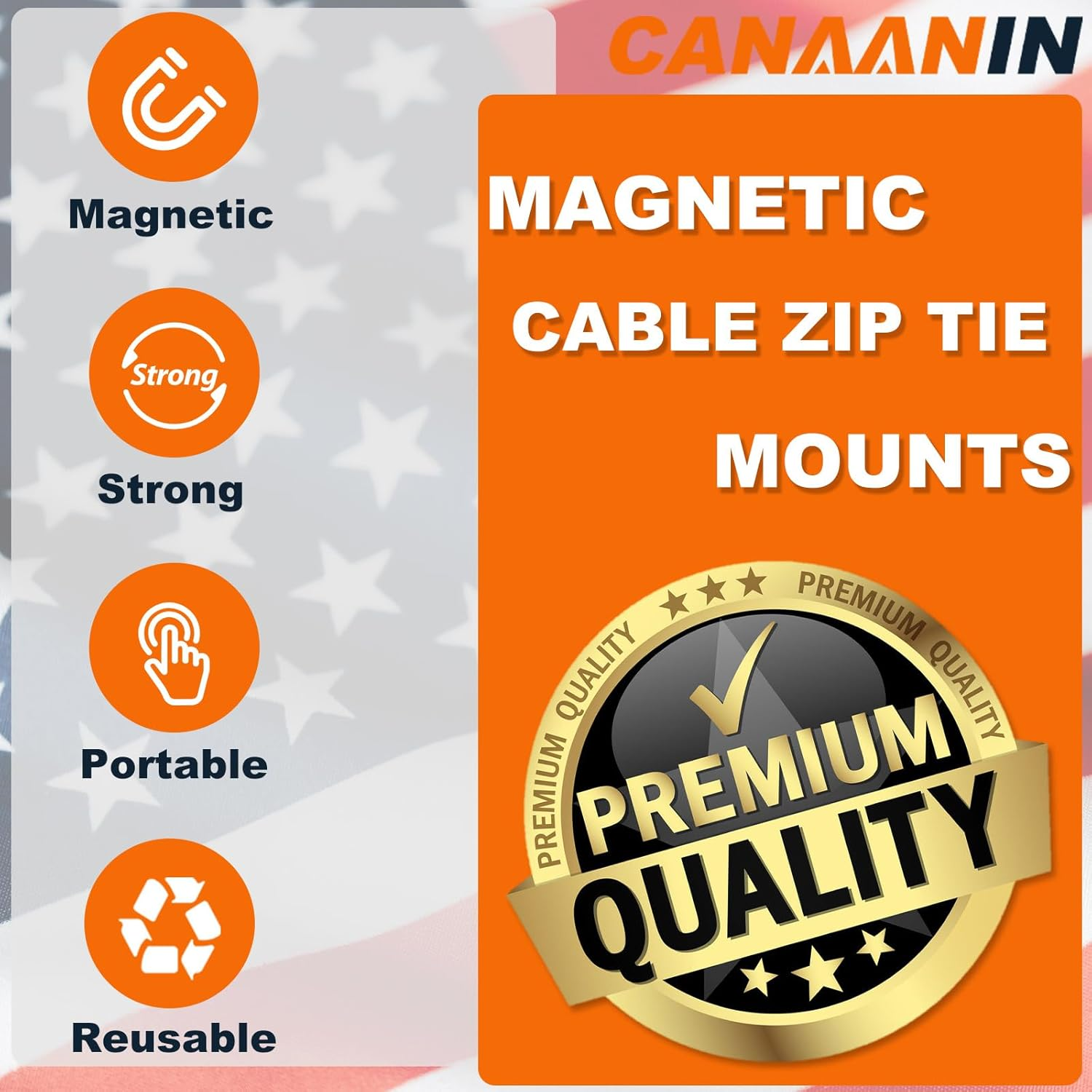 CANAANIN Magnet Zip Tie Mount Magnetic Zip Ties Mount Holder Strong 1-Second Magnetic Snap Installation Heavy-Duty Cable Tie Mounts for Car Boat Workshop Industrial Black 10Lbs (36 Piece)