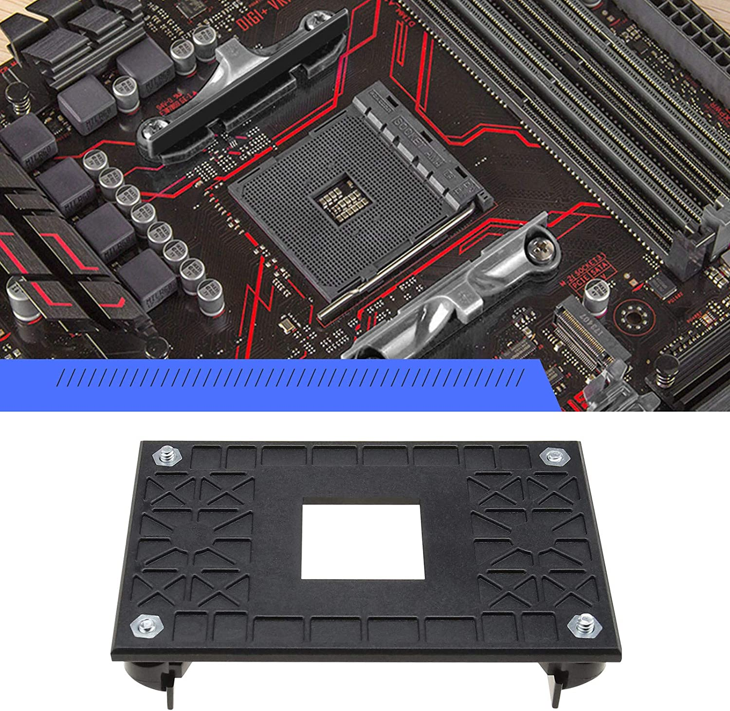 Emsea AMD CPU Fan Bracket Socket Retention Mounting Base for AM4 Motherboard Chipset B350 X370 A320 X470 with Screws Side Fixing Holder image number 4