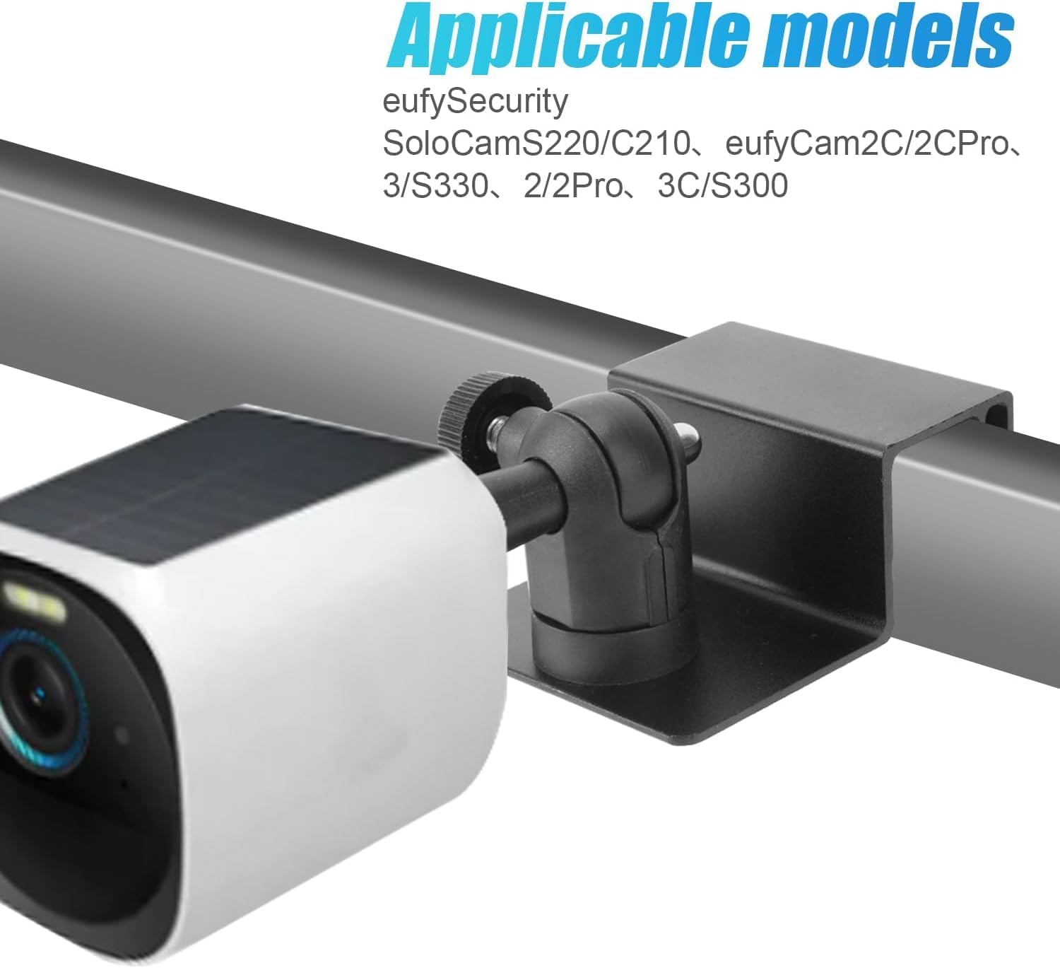 2Pcs Gutter Mount for Security Camera, White Black 360&deg; Adjustable Security Camera Bracket Compatible with Eufy Solocam S220/C210, Eufycam 2C/2C Pro, 3/S330, 2/2 Pro, 3C/S300 image number 2