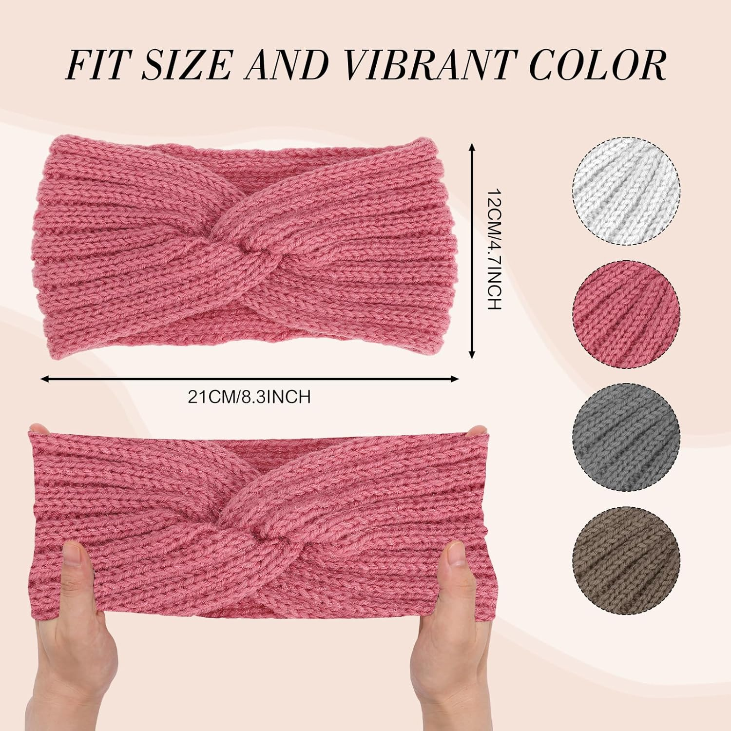 Pack of 4 Women'S Winter Knitted Ear Warmers Hair Band Thick Headbands Knitted Headbands Elastic for Women and Girls image number 6