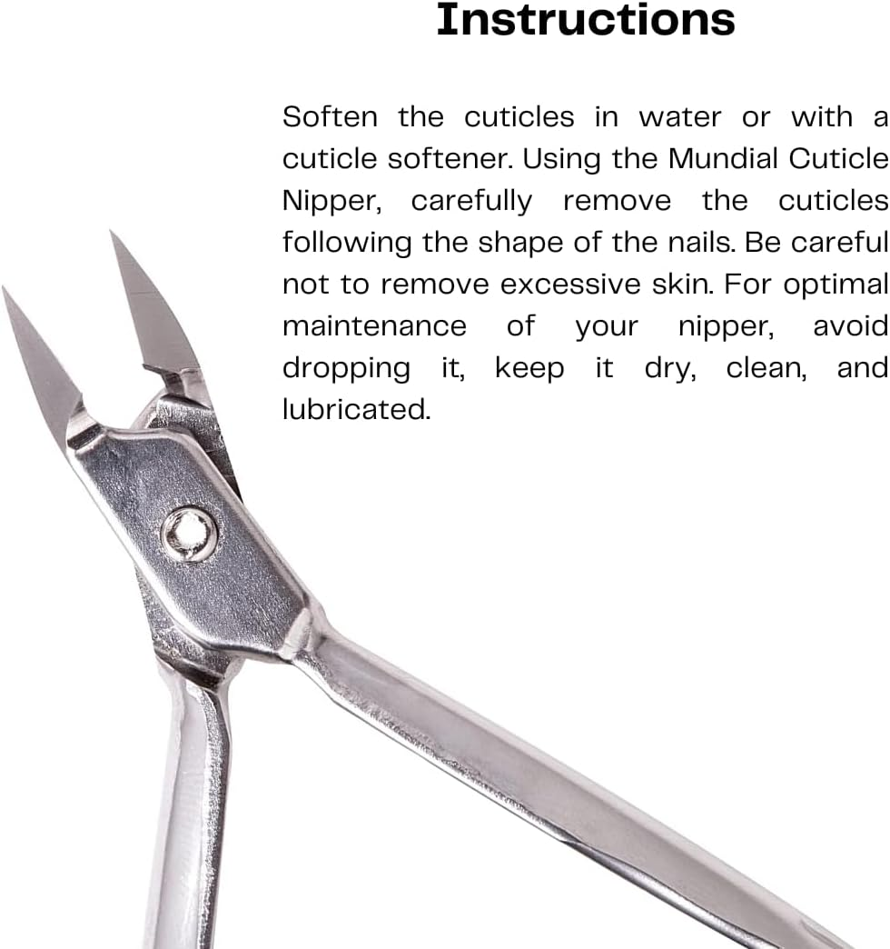 Cuticle Nipper MUNDIAL 777 Professional - Sharpened Nail Care Cuticle Trimmer for Manicure and Pedicure, Longer Stainless Steel Handle image number 2