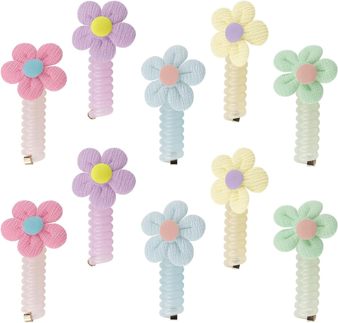 FERCAISH Pack of 10 Colourful Telephone Wire Hair Bands, Spiral Hair Ties, Braided Telephone Cable Hair Bands for Children, Girls and Women image number 4