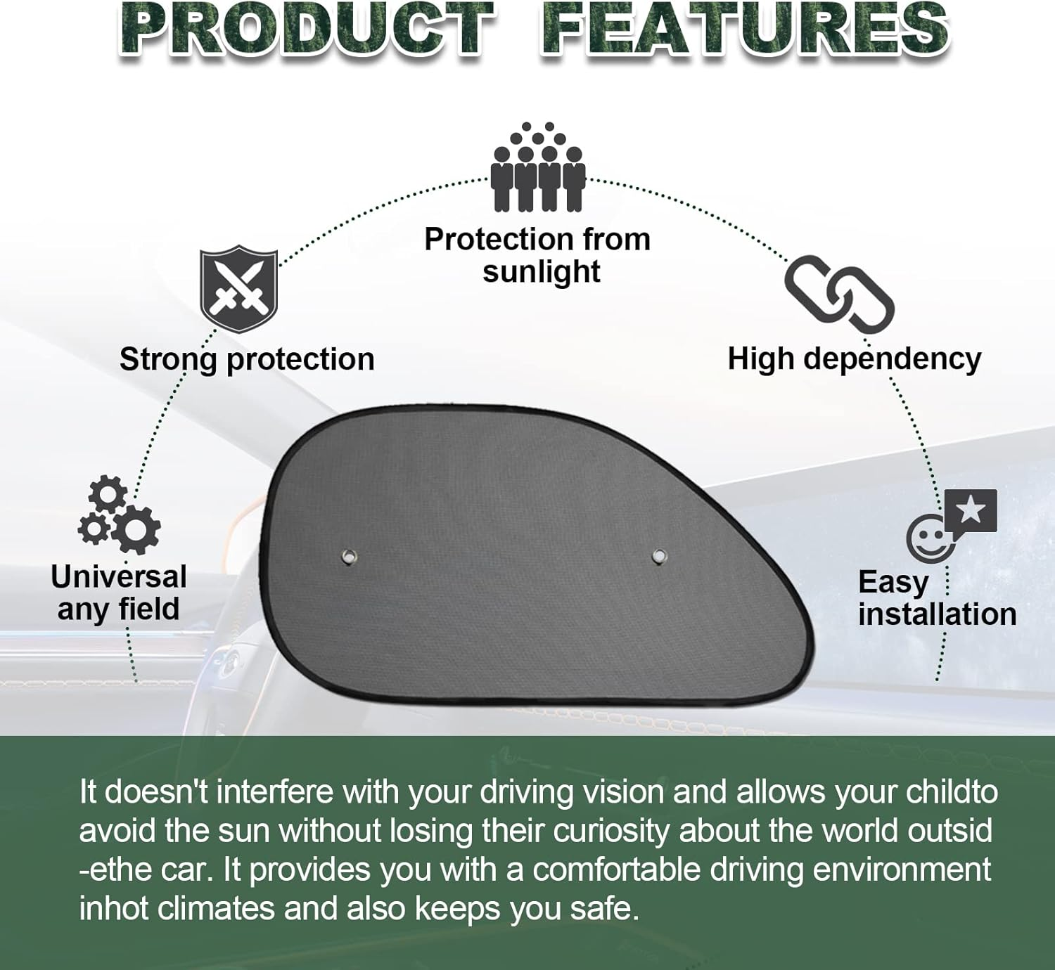 2 Pack Car Window Shade, Universal Side Window Cling Sunshade for Baby, Kids, and Pets from UV Rays and Sun Glare image number 4